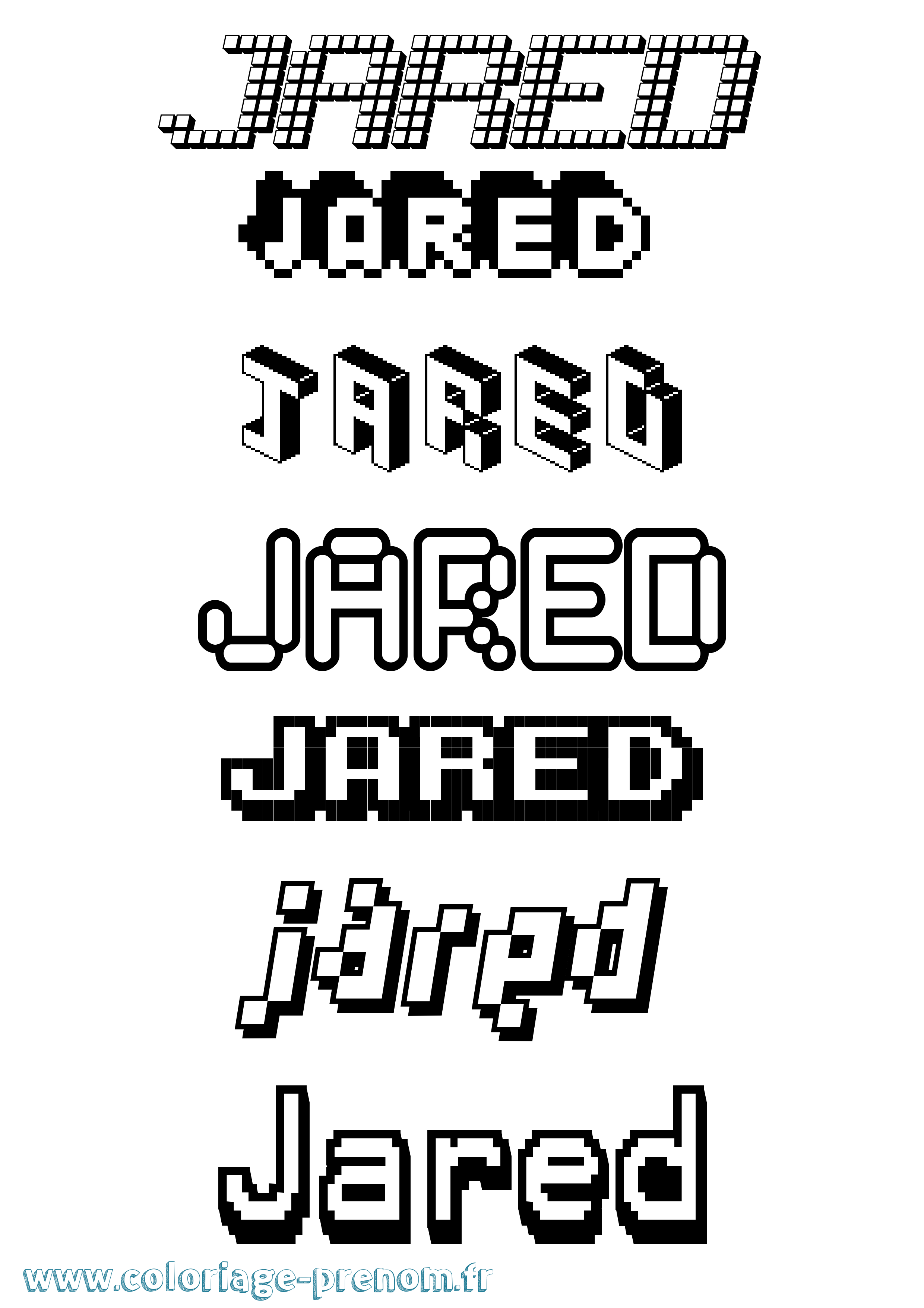 Coloriage Jared Pixel Coloriage prénom Jared Pixel