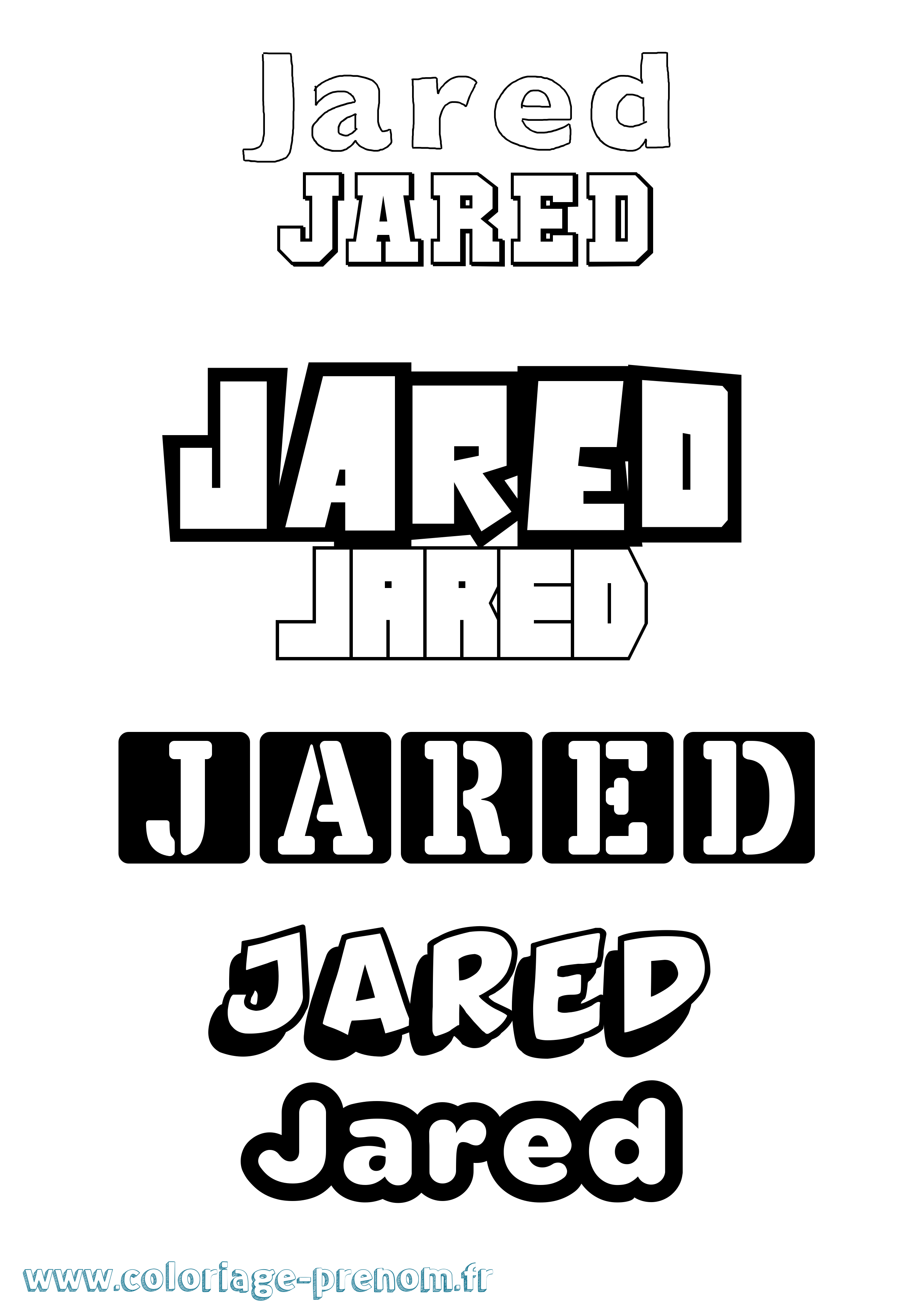 Coloriage Jared Simple Coloriage prénom Jared Simple