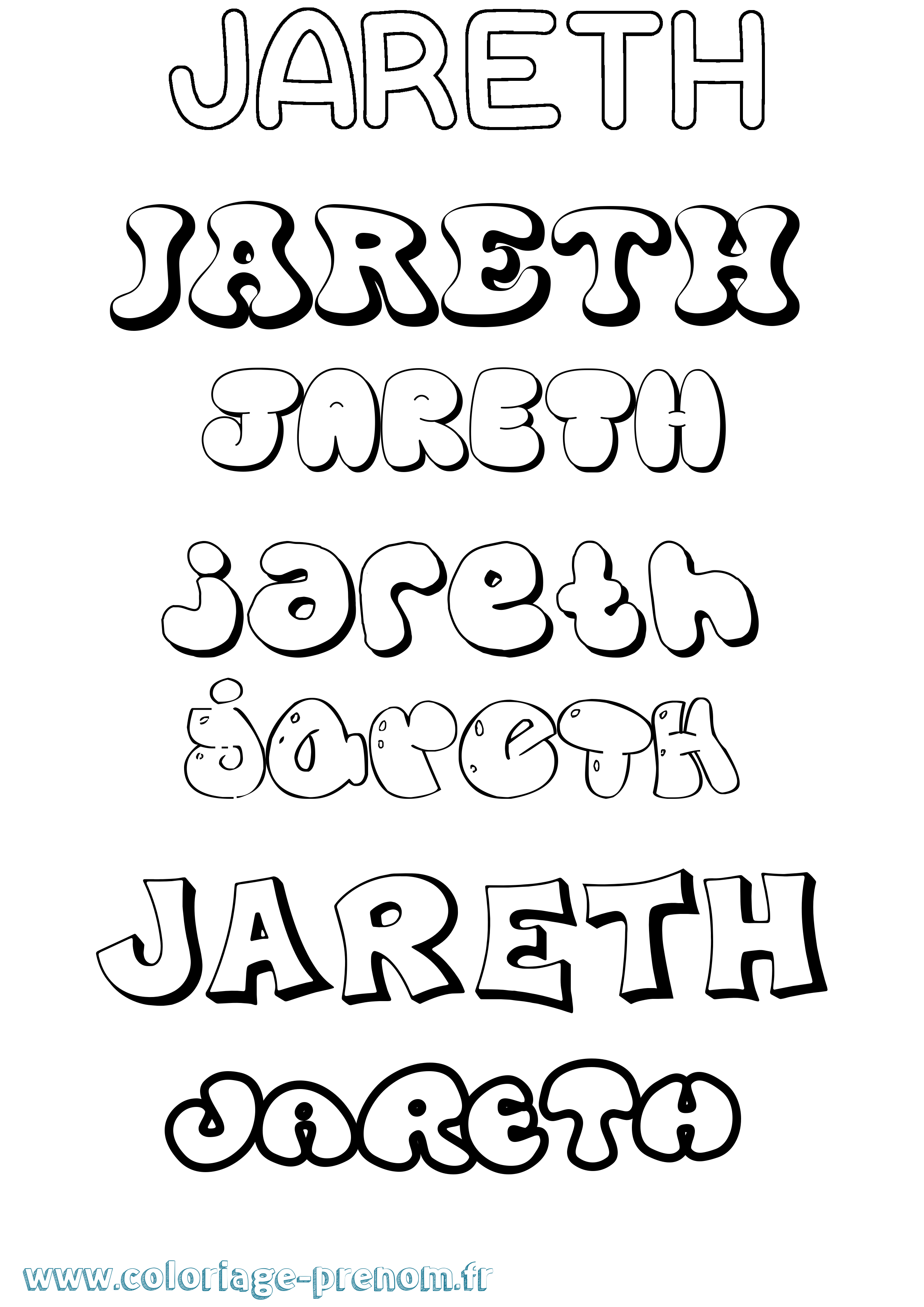 Coloriage Jareth Bubble Coloriage prénom Jareth Bubble