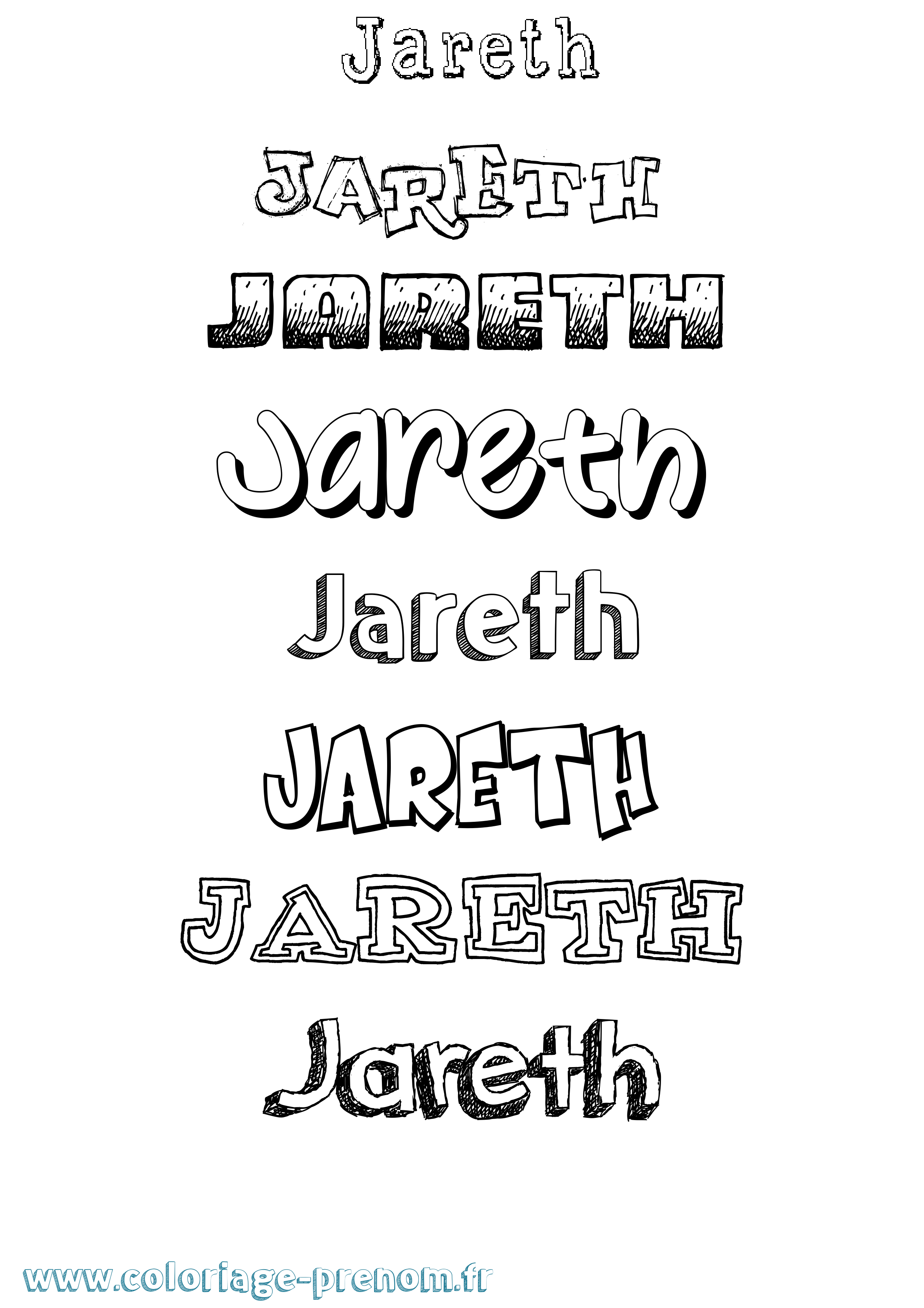 Coloriage Jareth Dessiné Coloriage prénom Jareth Dessiné