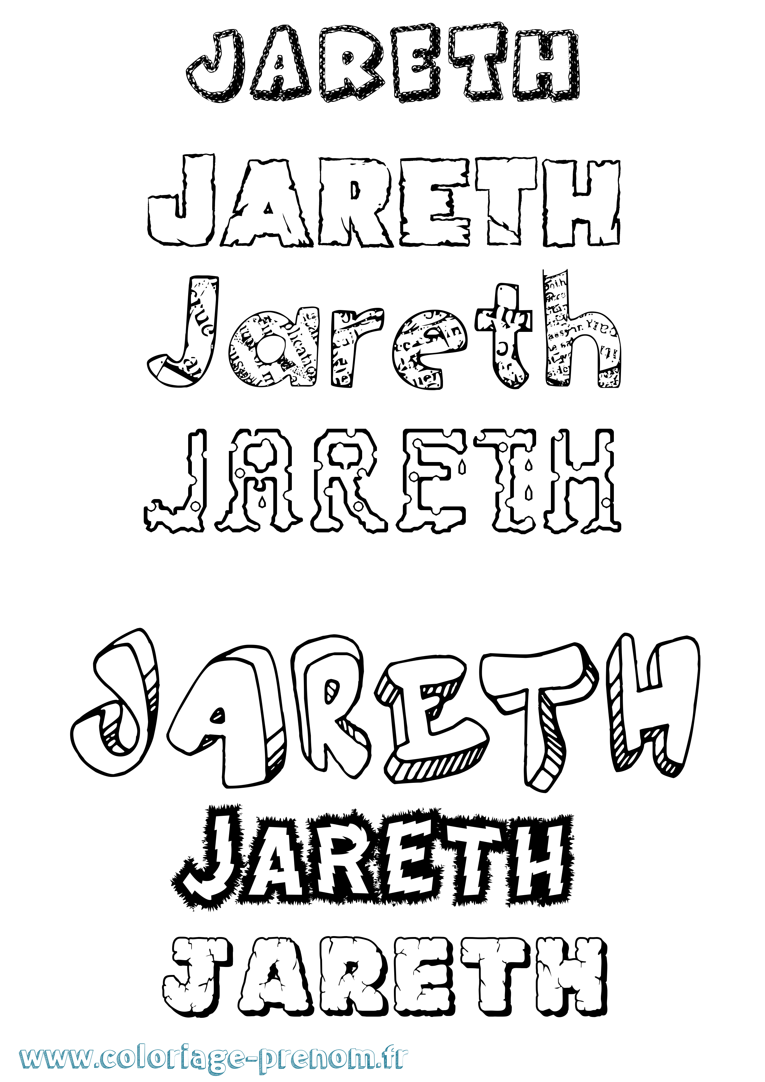 Coloriage Jareth Destructuré Coloriage prénom Jareth Destructuré