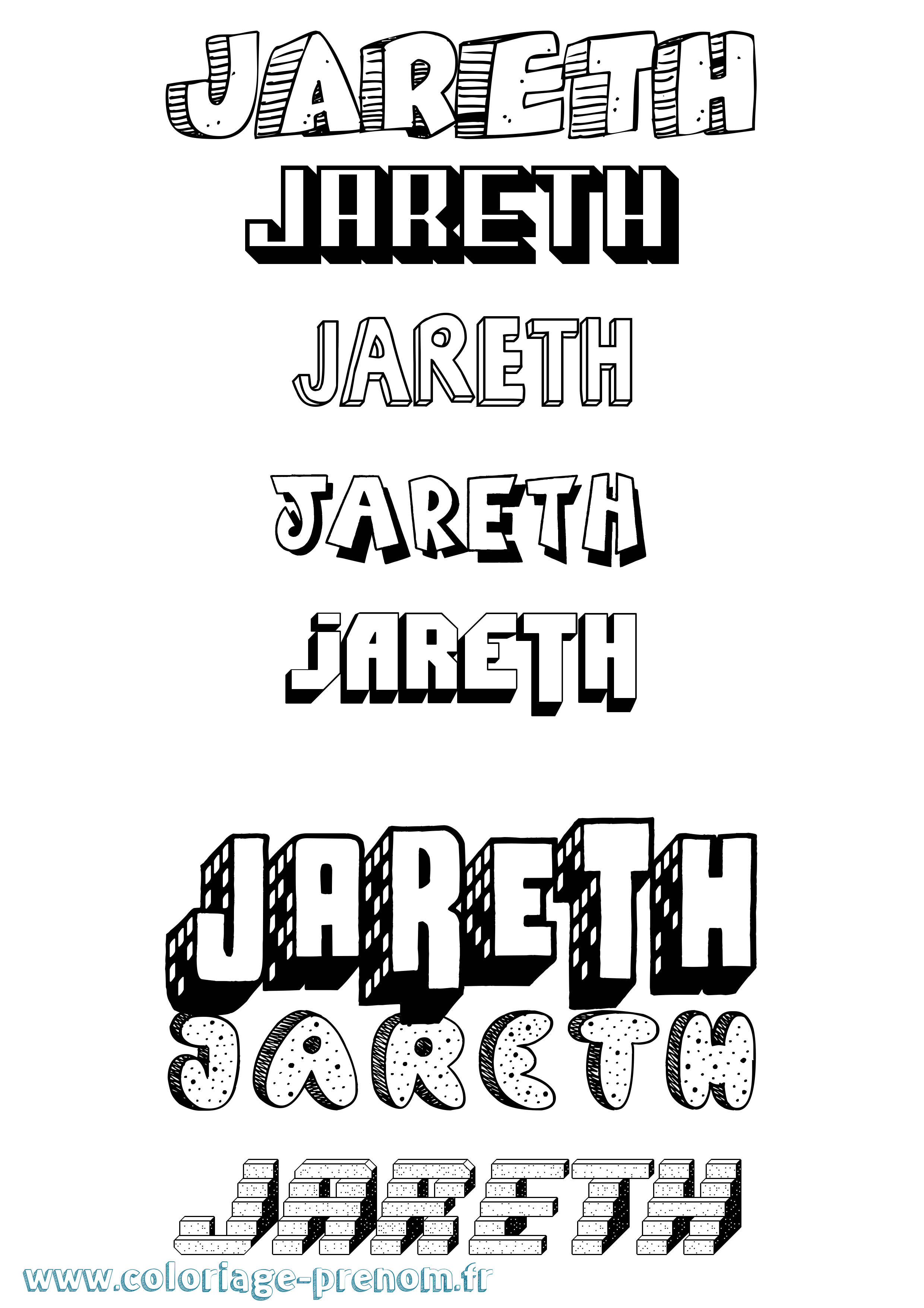 Coloriage Jareth Effet 3D Coloriage prénom Jareth Effet 3D