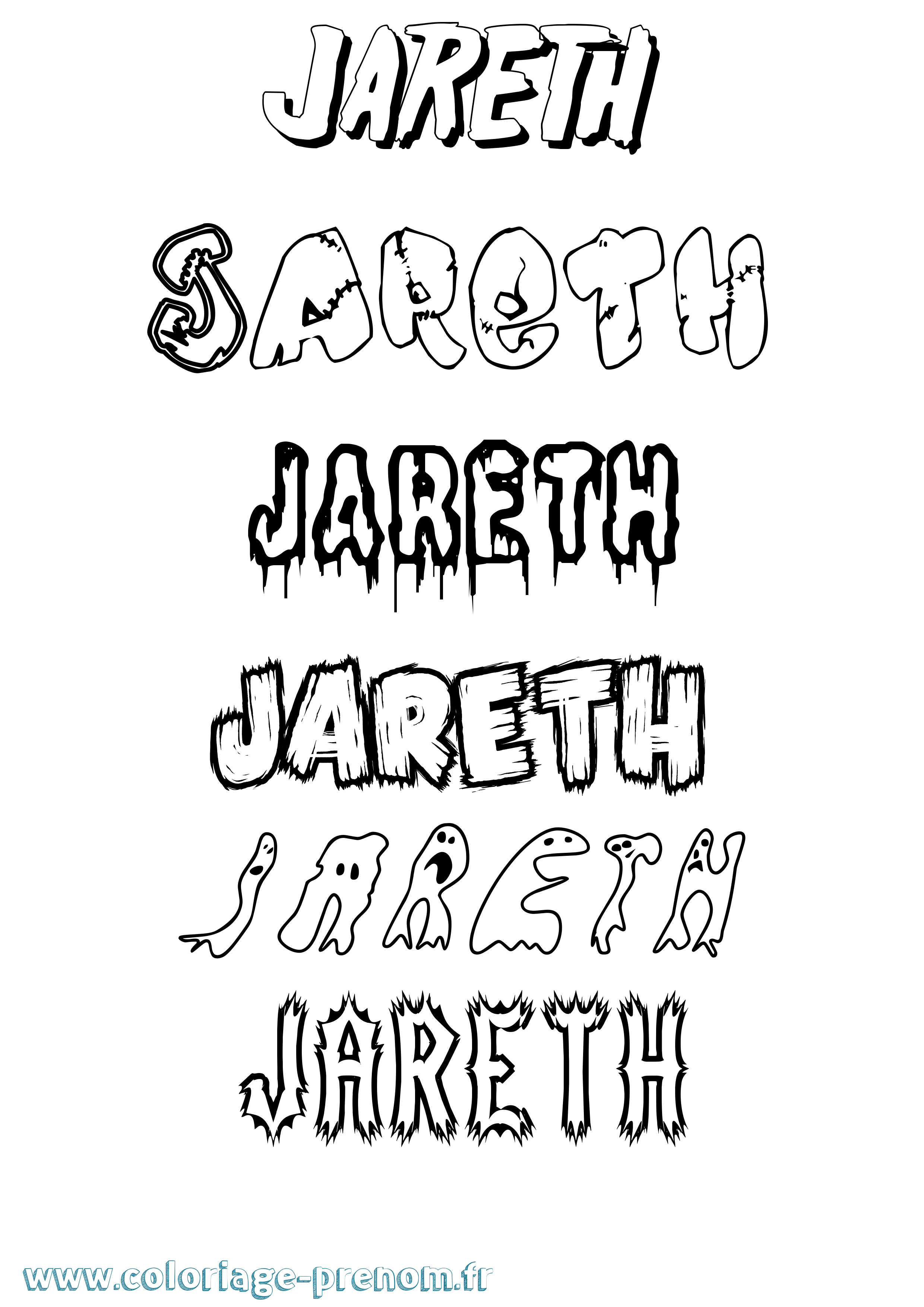 Coloriage Jareth Frisson Coloriage prénom Jareth Frisson