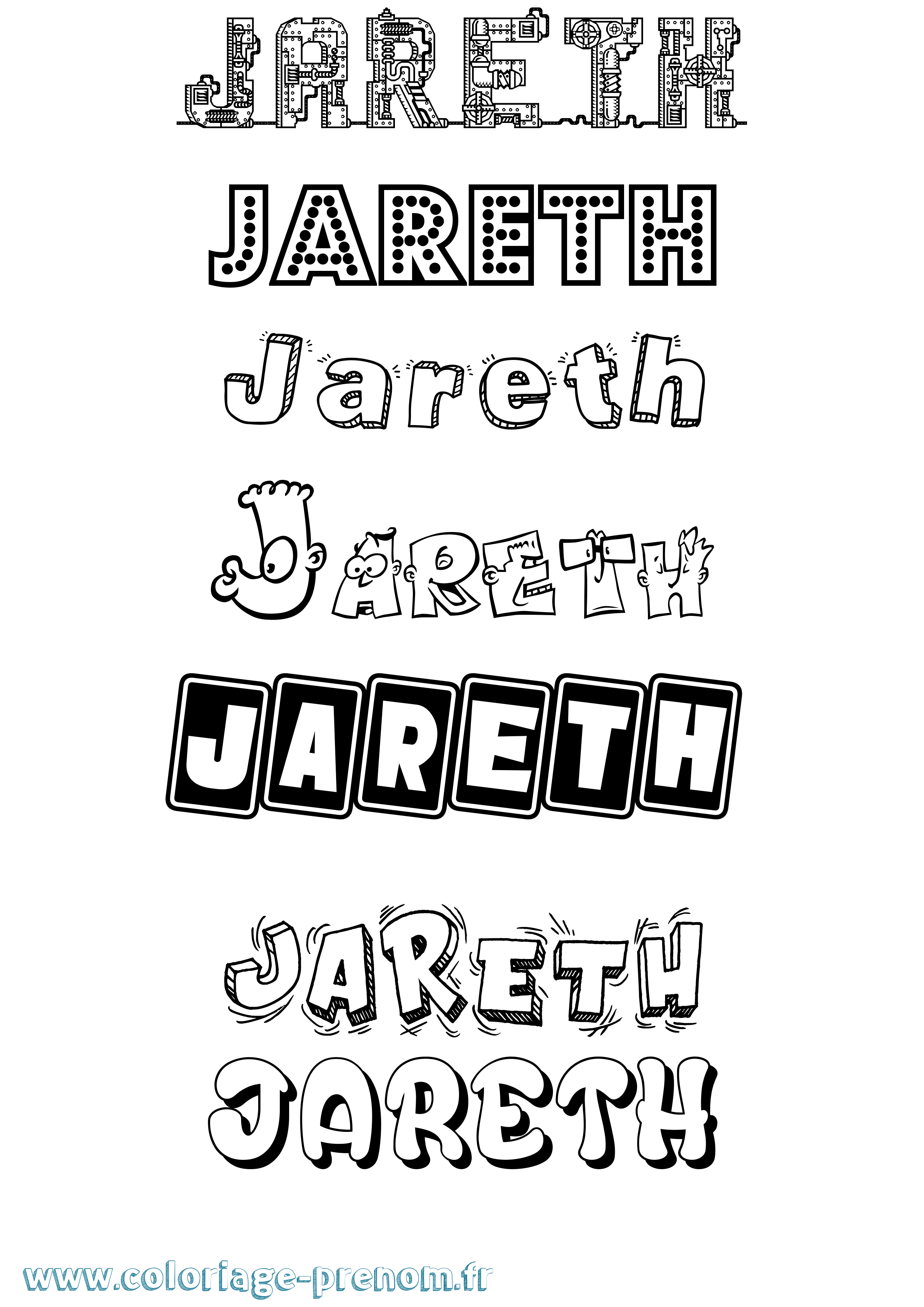 Coloriage Jareth Fun Coloriage prénom Jareth Fun