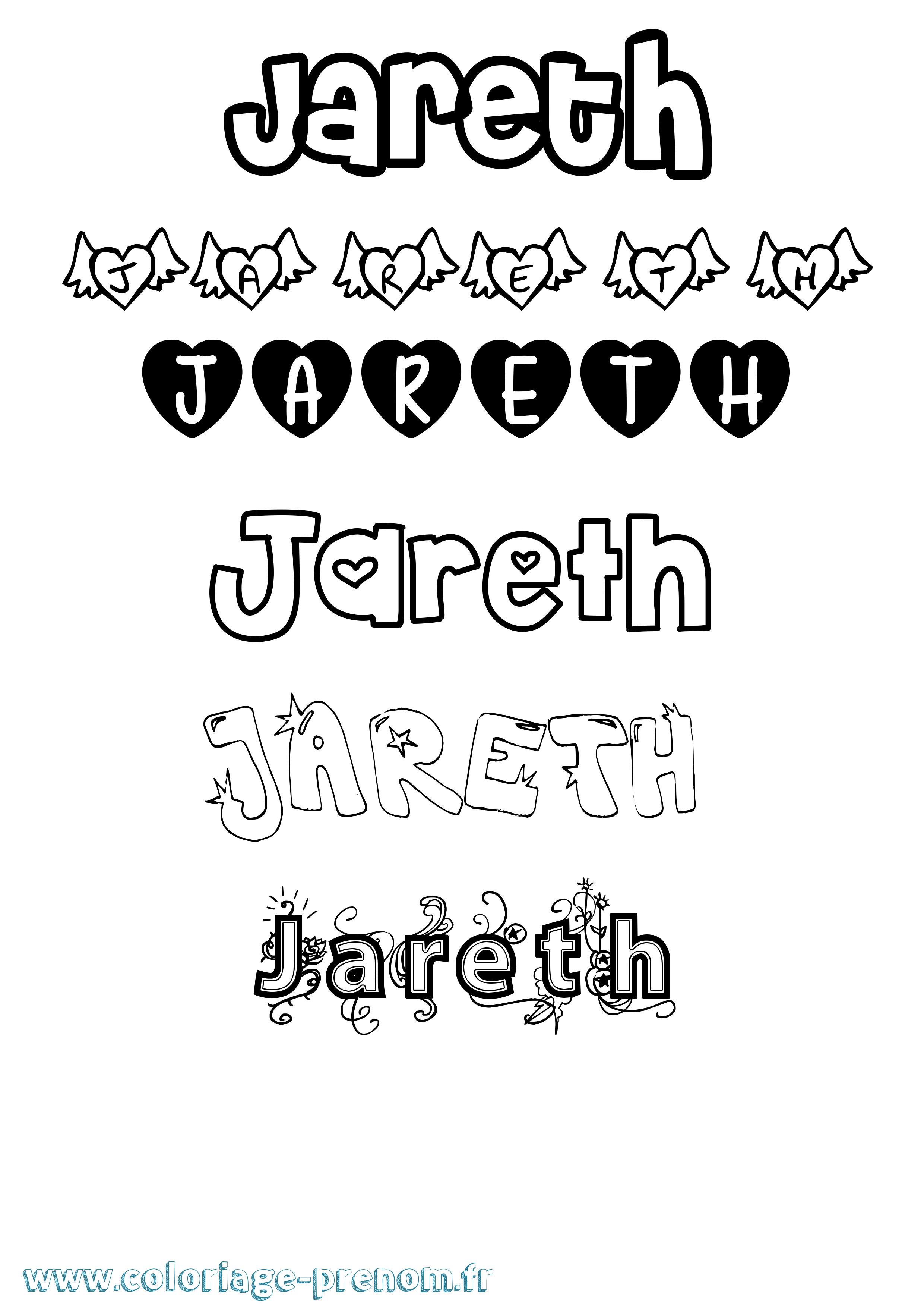 Coloriage Jareth Girly Coloriage prénom Jareth Girly