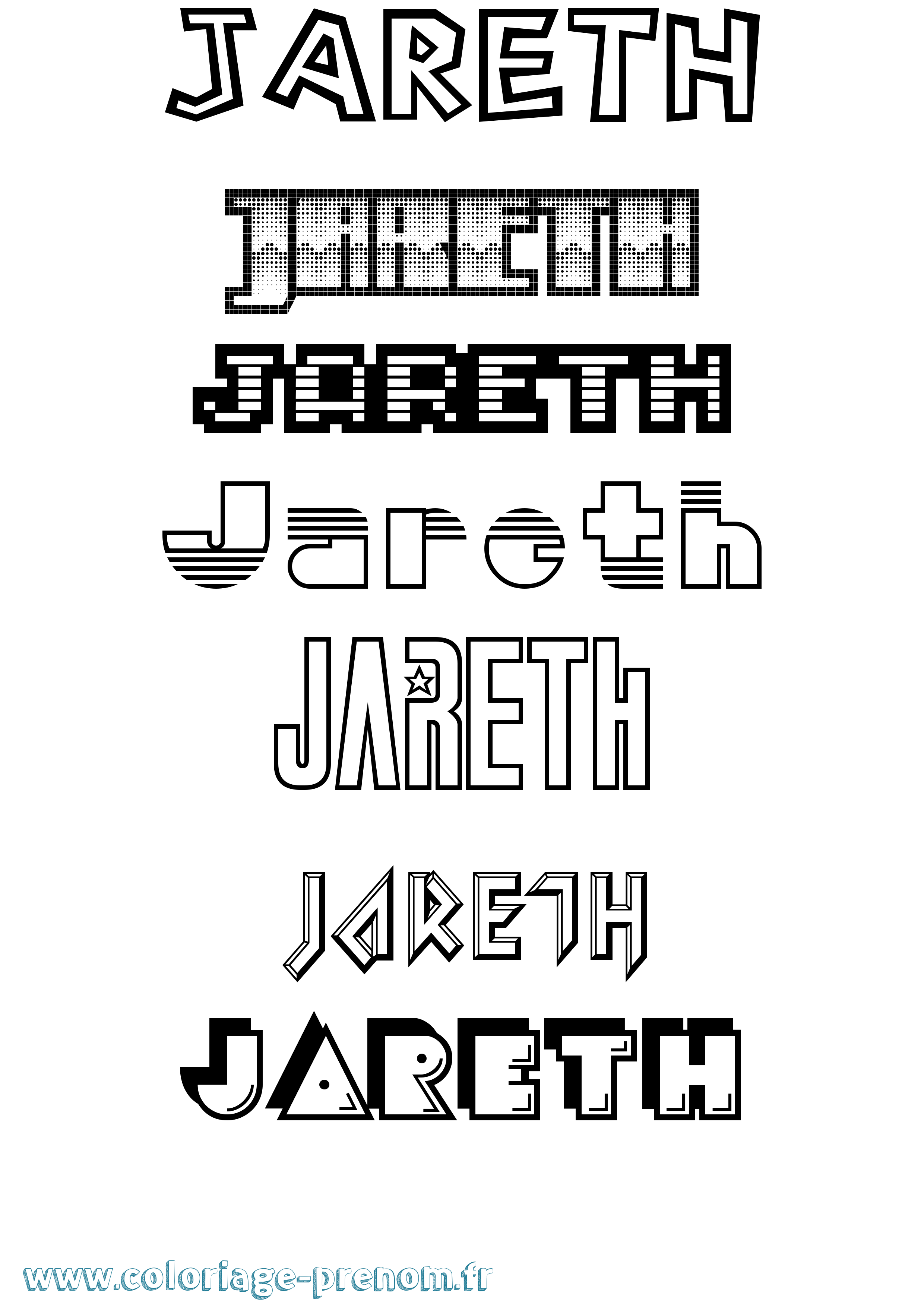 Coloriage Jareth Jeux Vidéos Coloriage prénom Jareth Jeux Vidéos