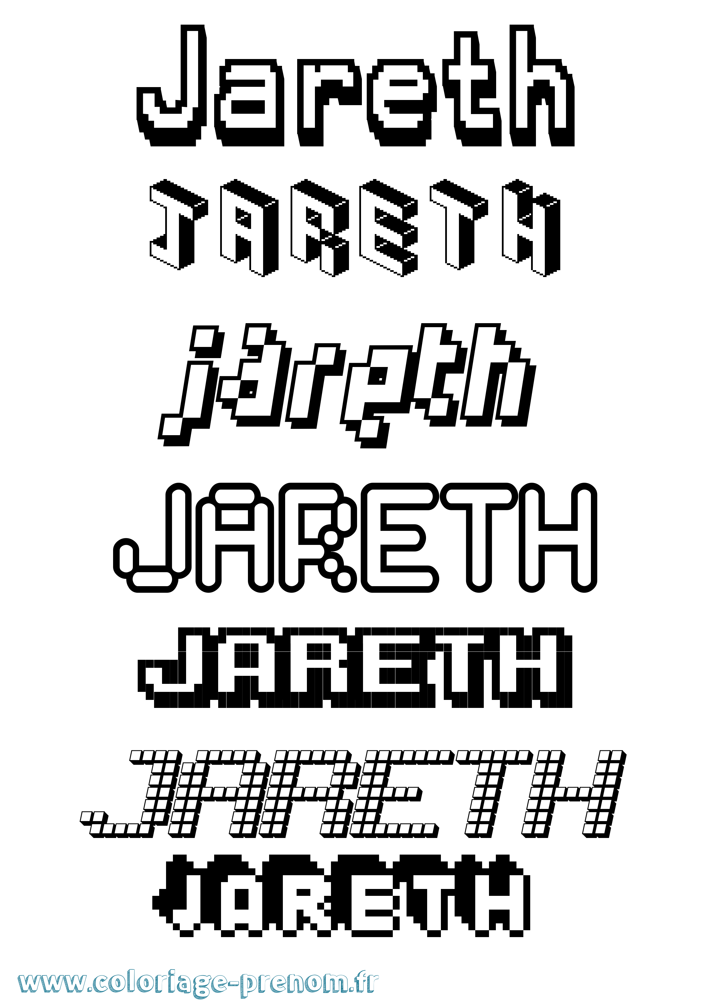 Coloriage Jareth Pixel Coloriage prénom Jareth Pixel
