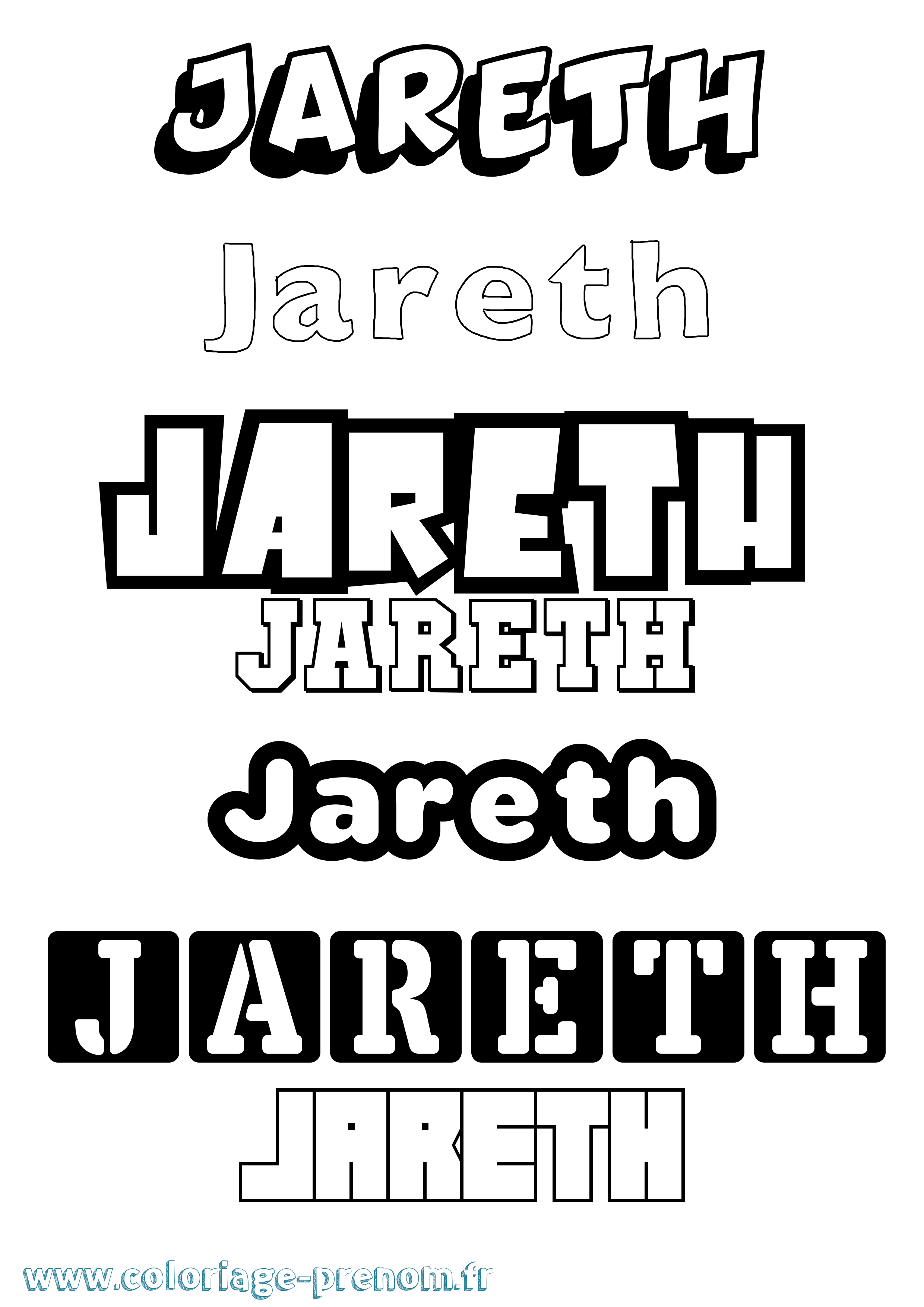 Coloriage Jareth Simple Coloriage prénom Jareth Simple