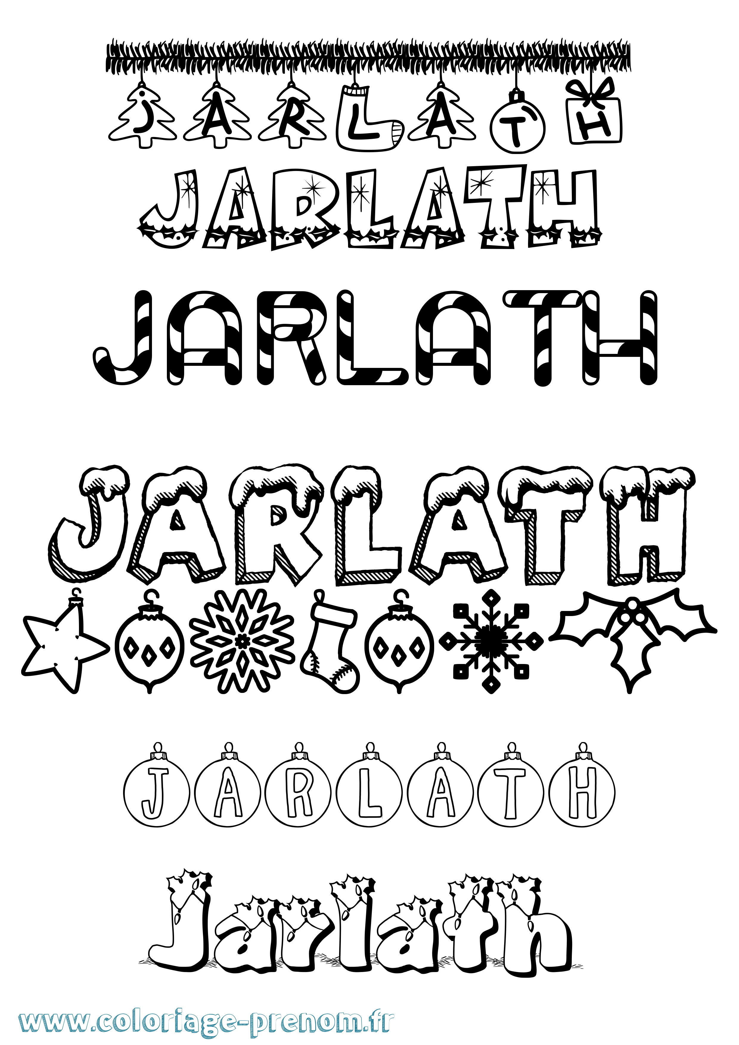 Coloriage Jarlath Noël Coloriage prénom Jarlath Noël