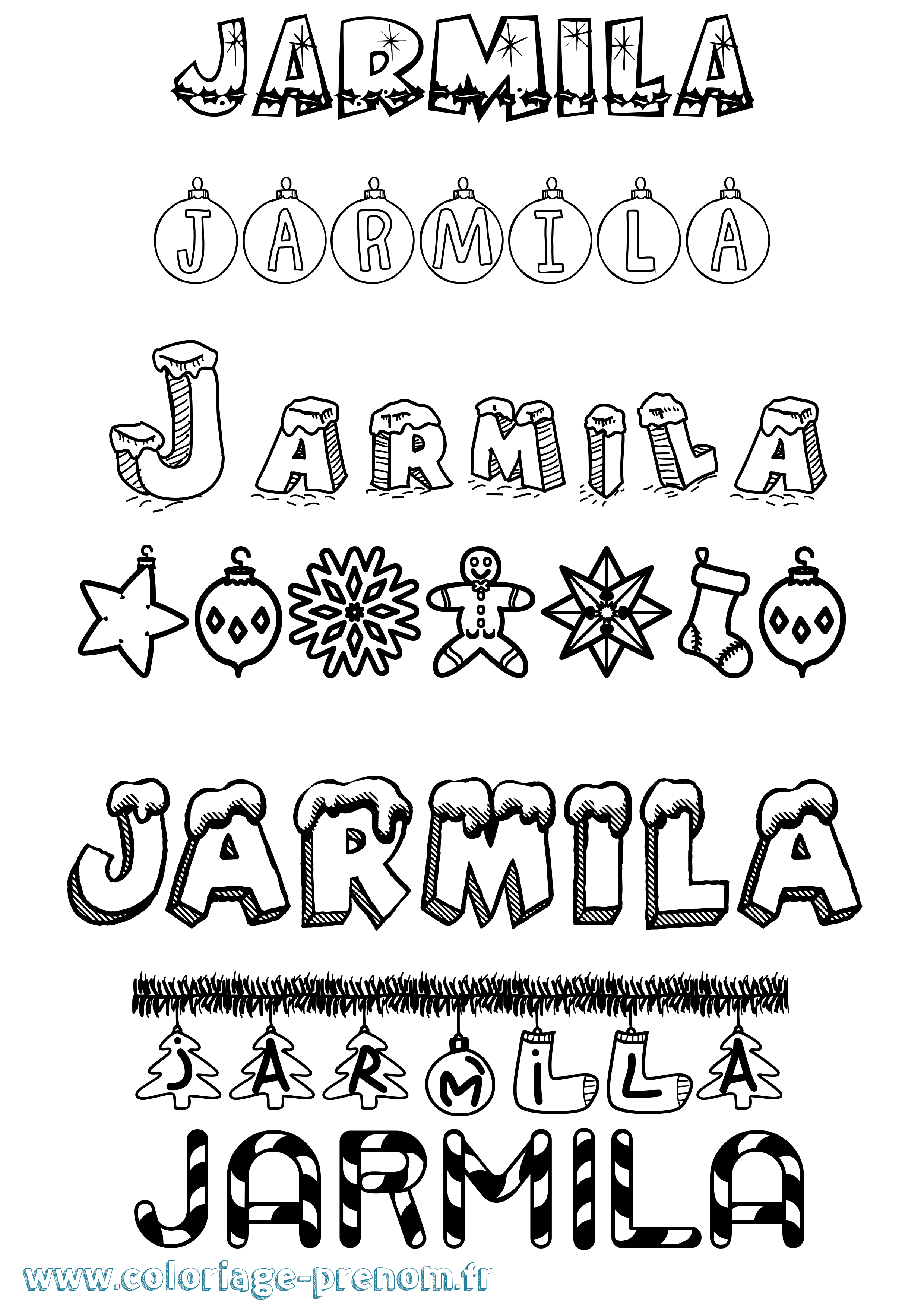 Coloriage Jarmila Noël Coloriage prénom Jarmila Noël