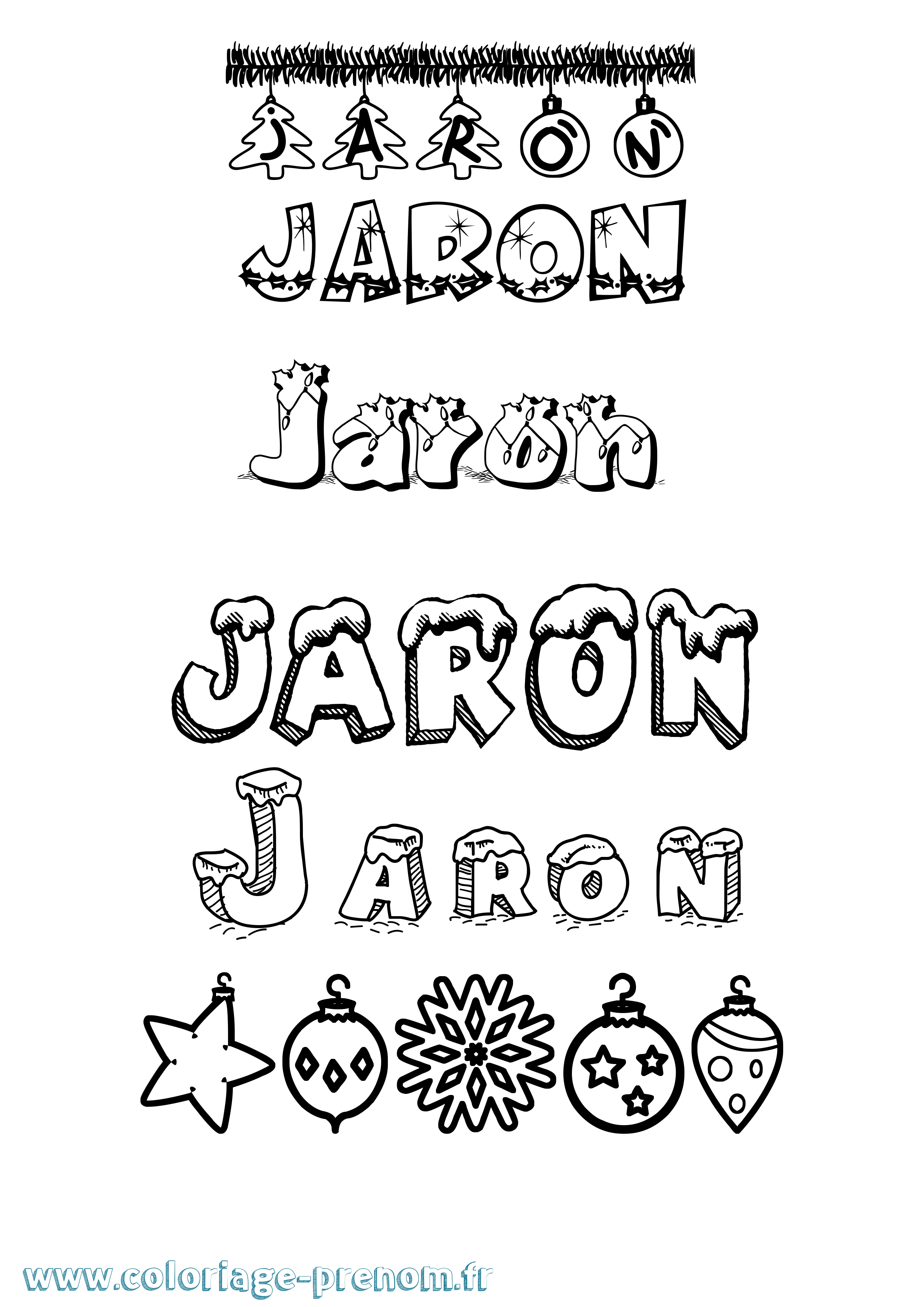 Coloriage Jaron Noël Coloriage prénom Jaron Noël