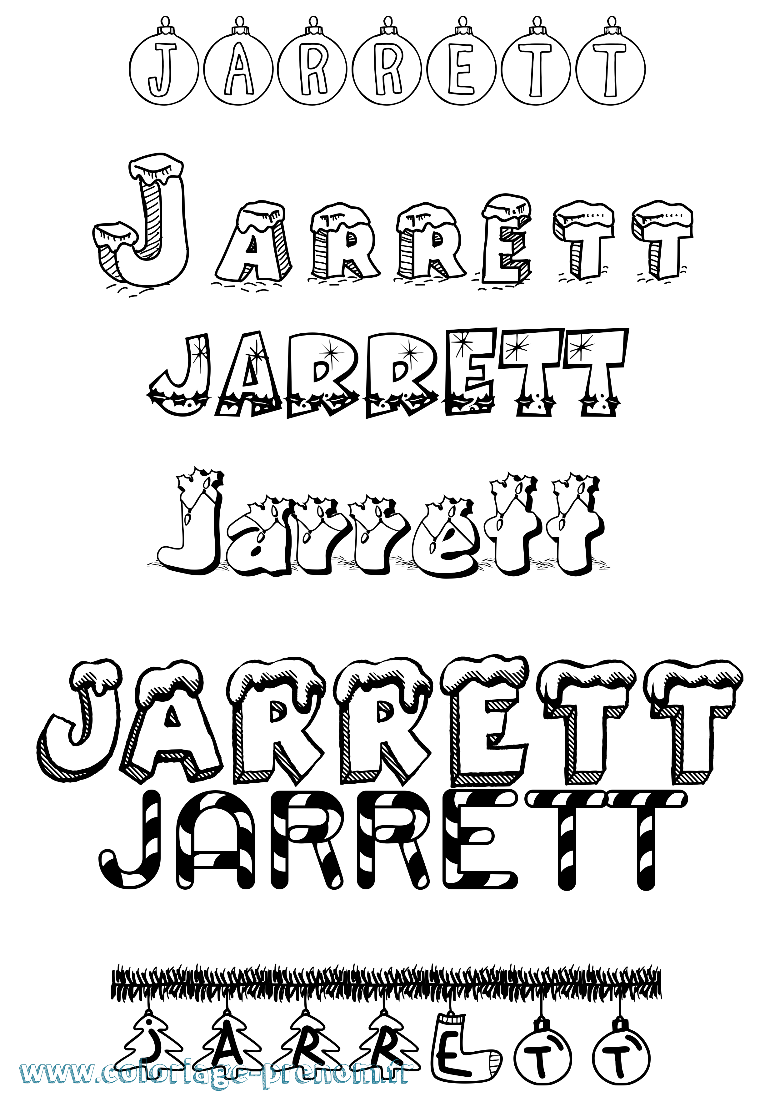 Coloriage Jarrett Noël Coloriage prénom Jarrett Noël