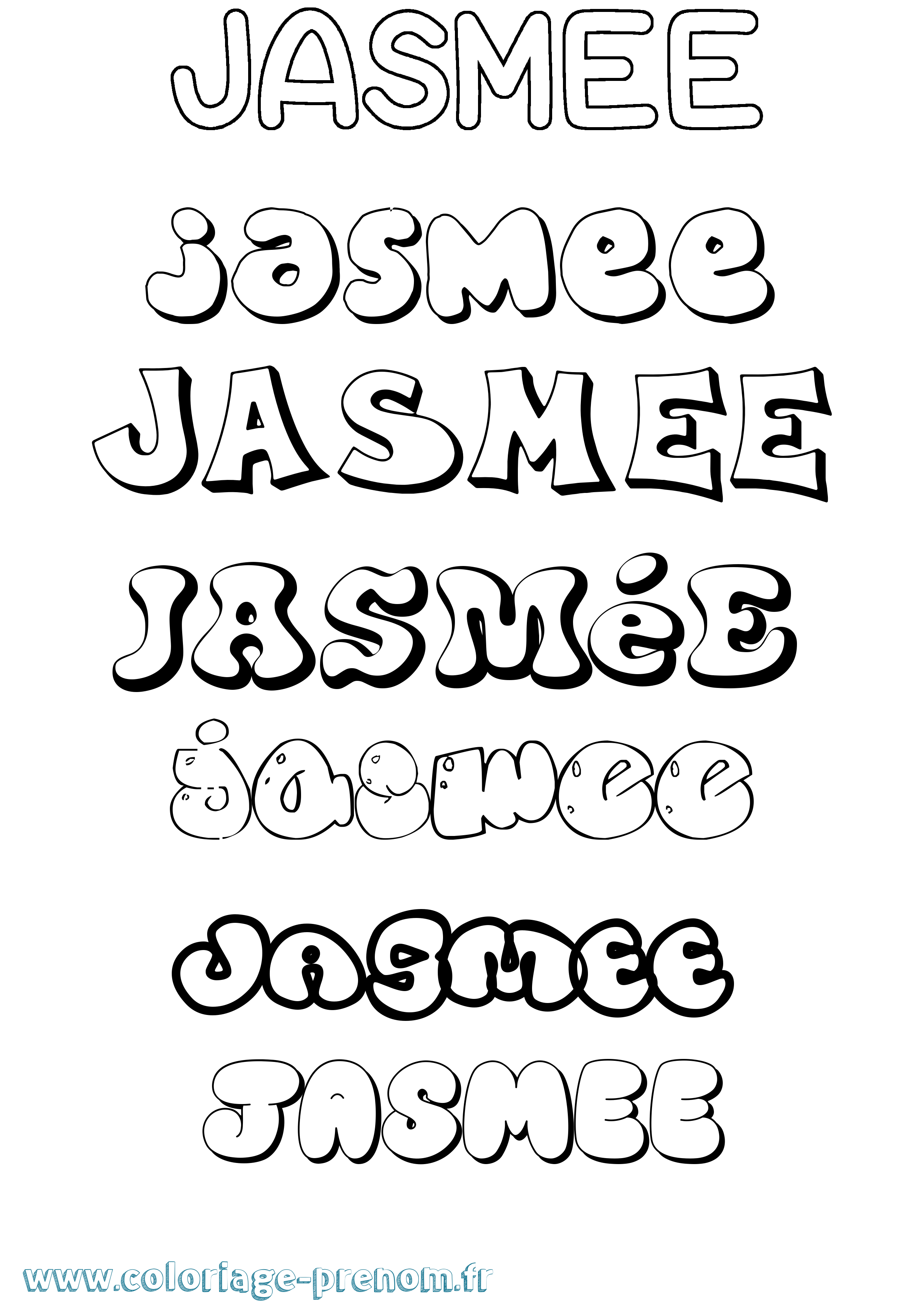 Coloriage Jasmée Bubble Coloriage prénom Jasmée Bubble