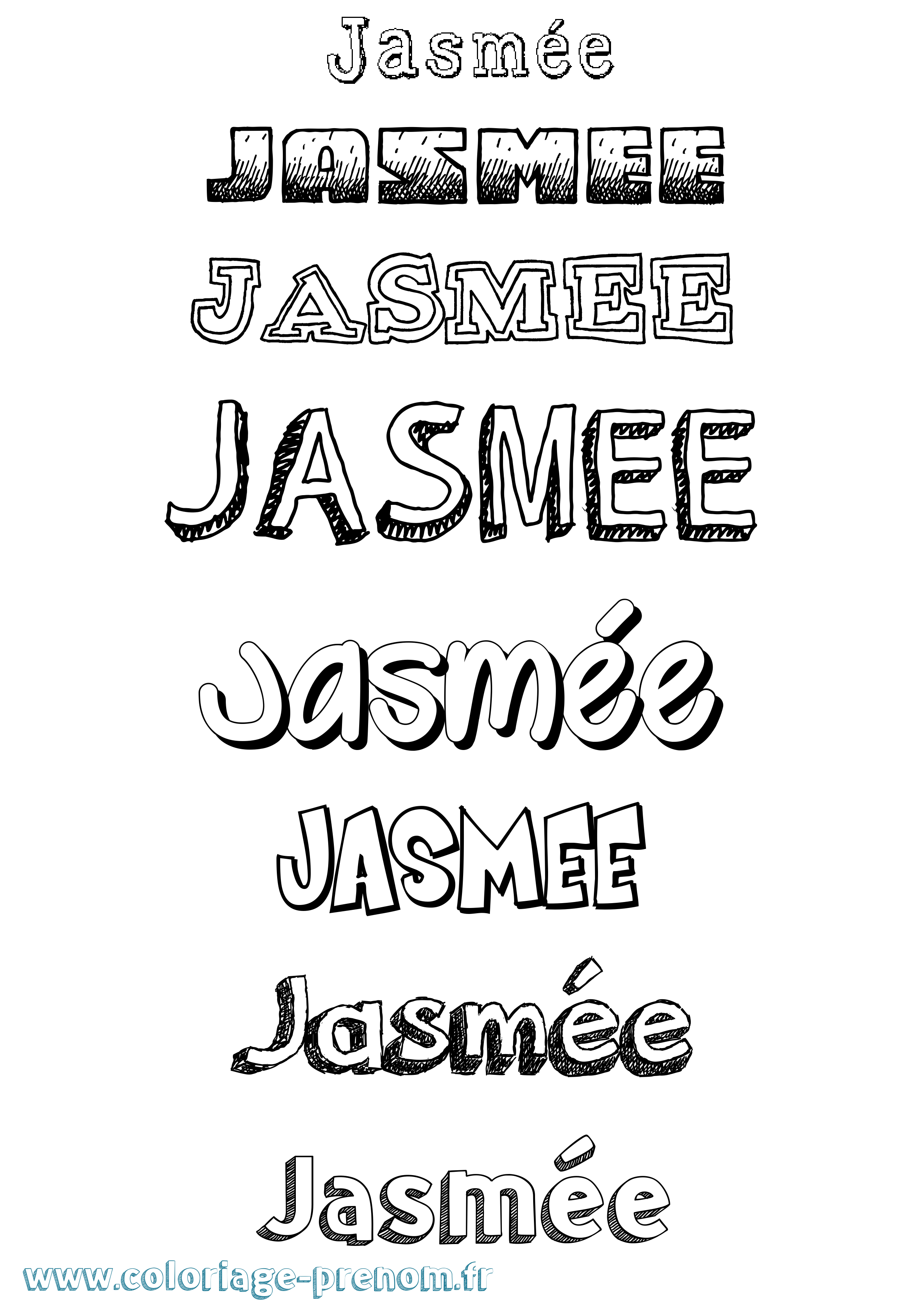 Coloriage Jasmée Dessiné Coloriage prénom Jasmée Dessiné