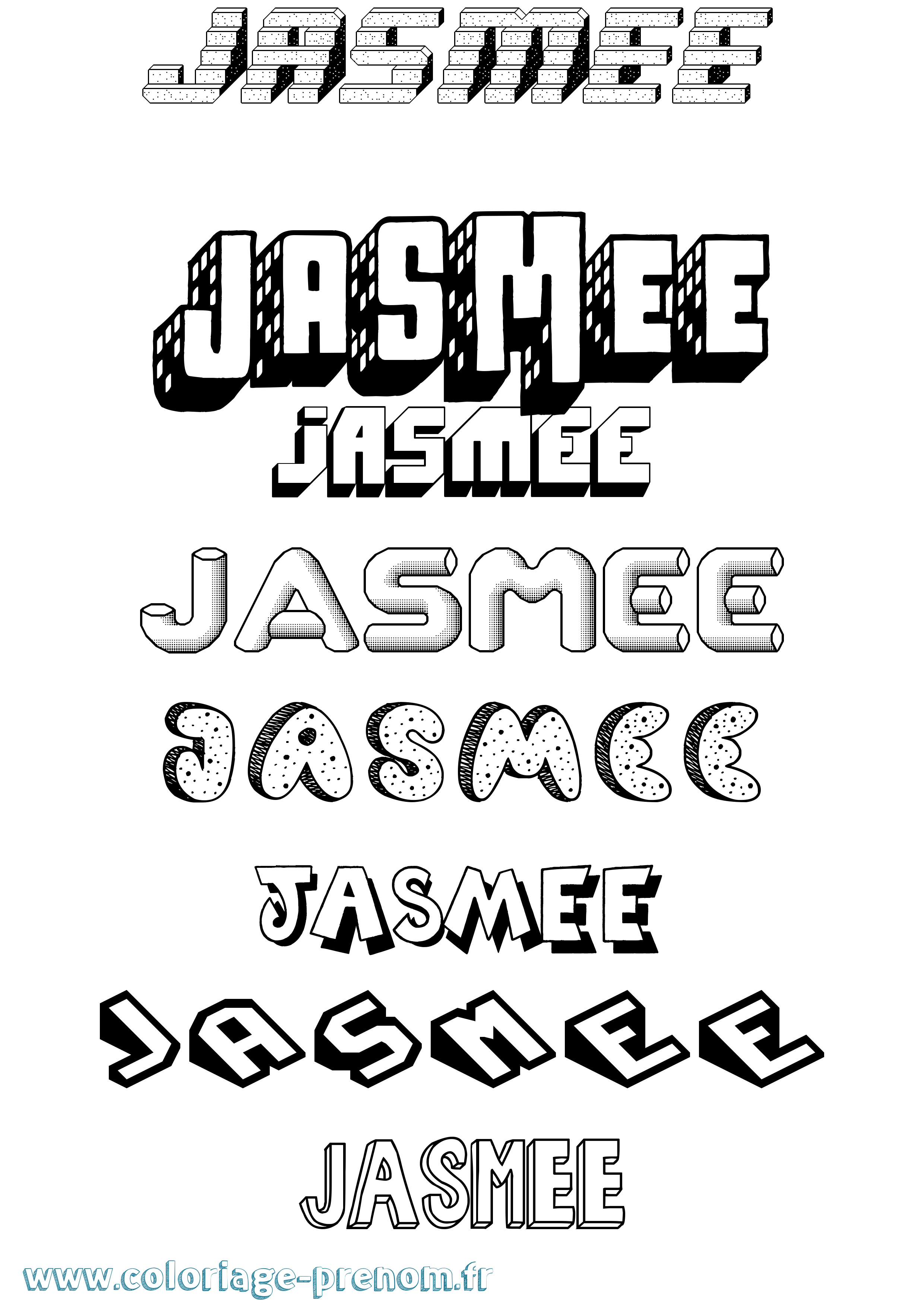 Coloriage Jasmée Effet 3D Coloriage prénom Jasmée Effet 3D