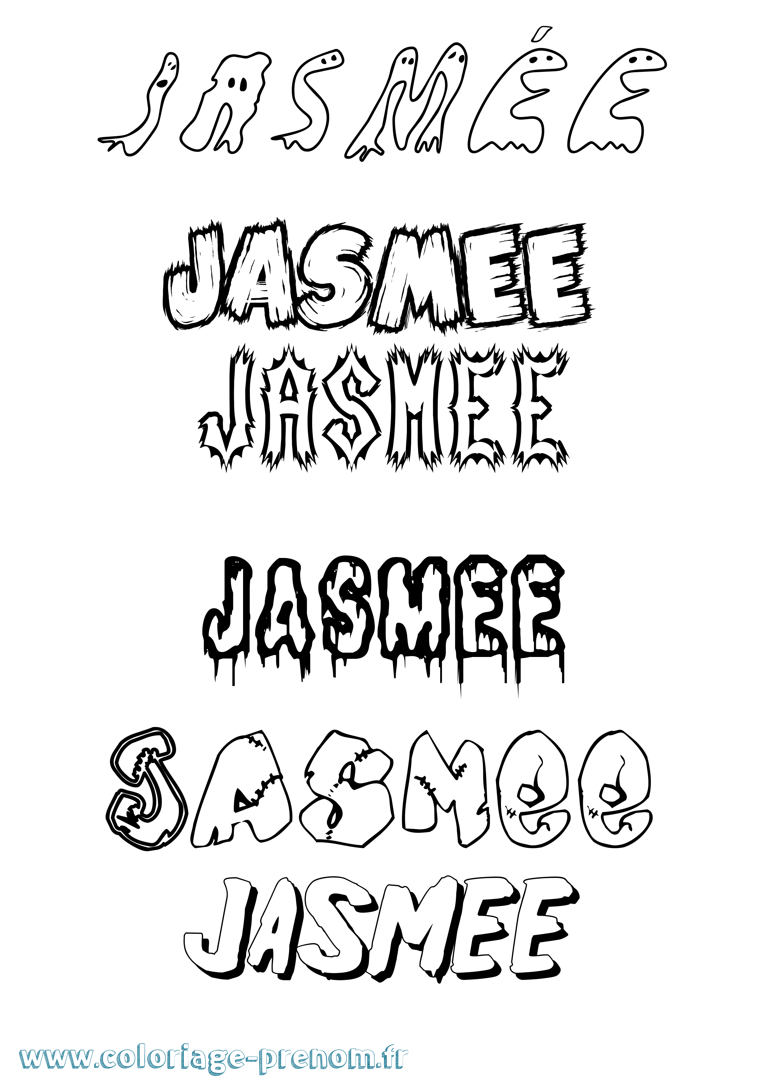 Coloriage Jasmée Frisson Coloriage prénom Jasmée Frisson