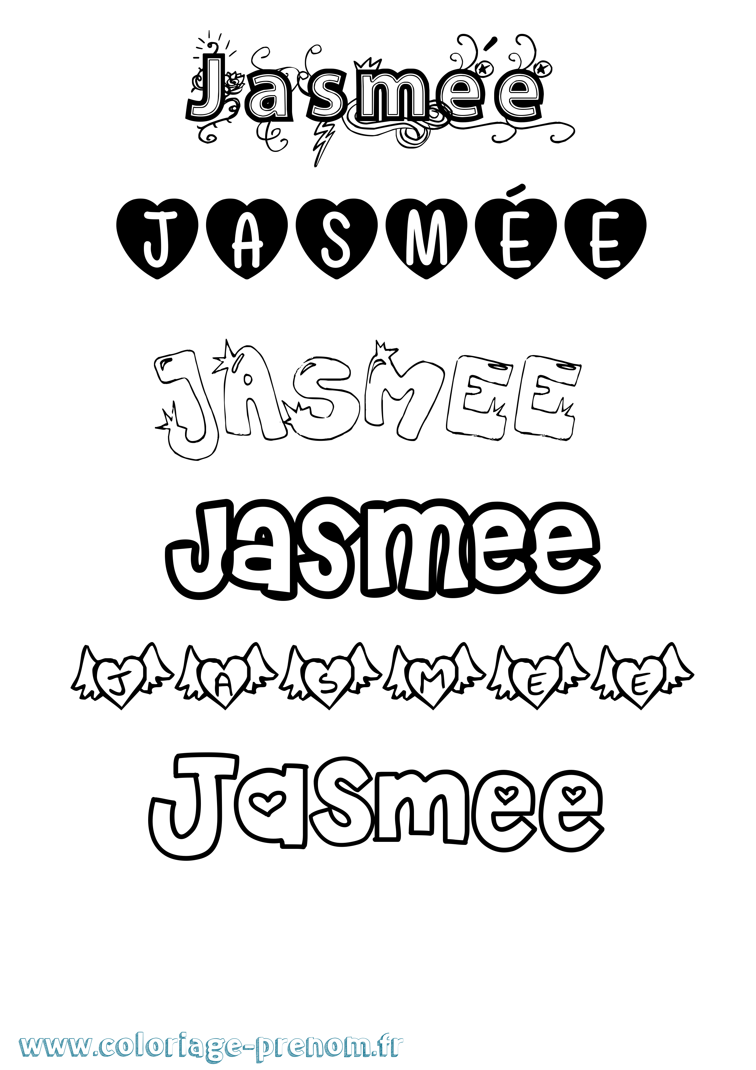 Coloriage Jasmée Girly Coloriage prénom Jasmée Girly