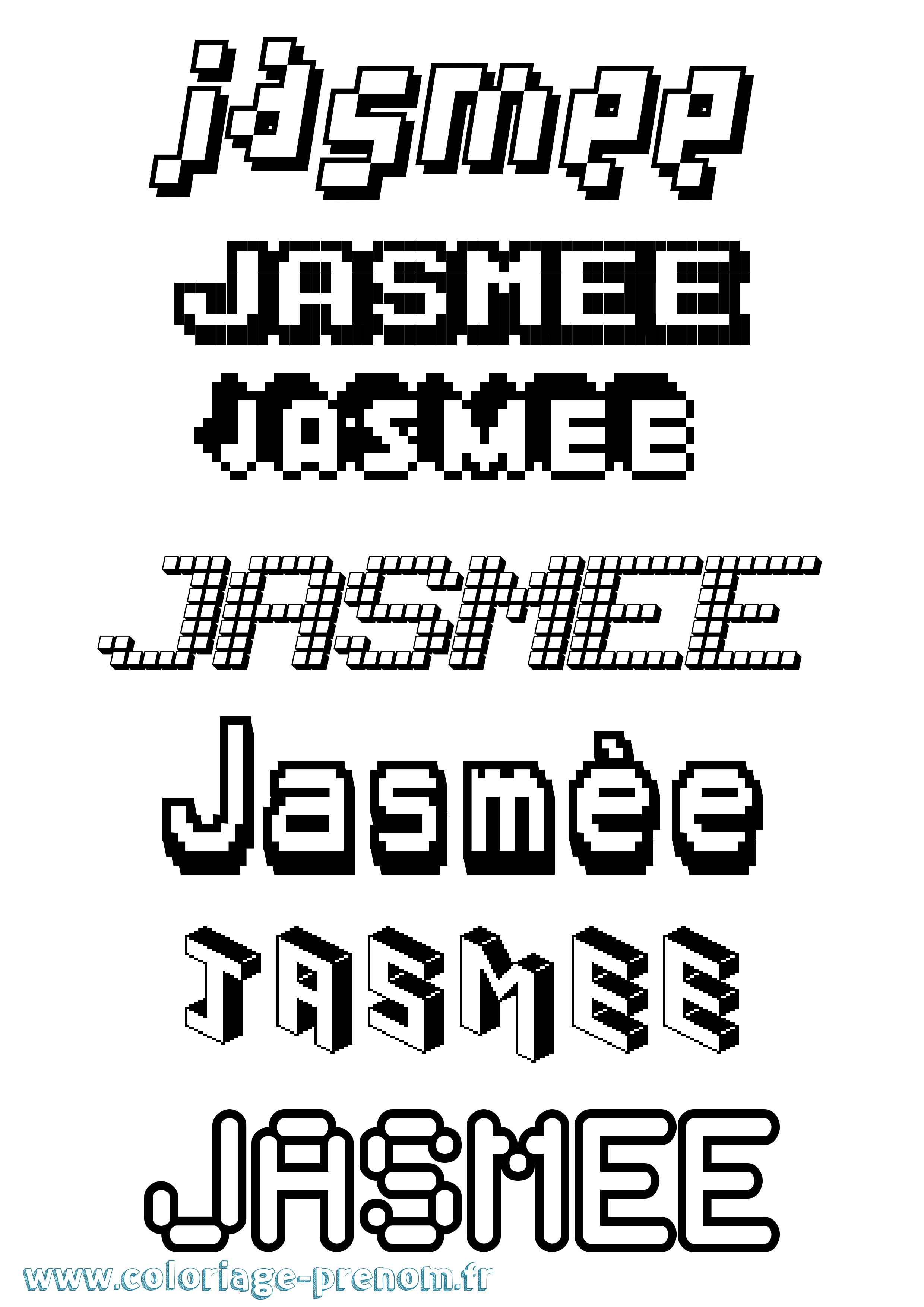 Coloriage Jasmée Pixel Coloriage prénom Jasmée Pixel