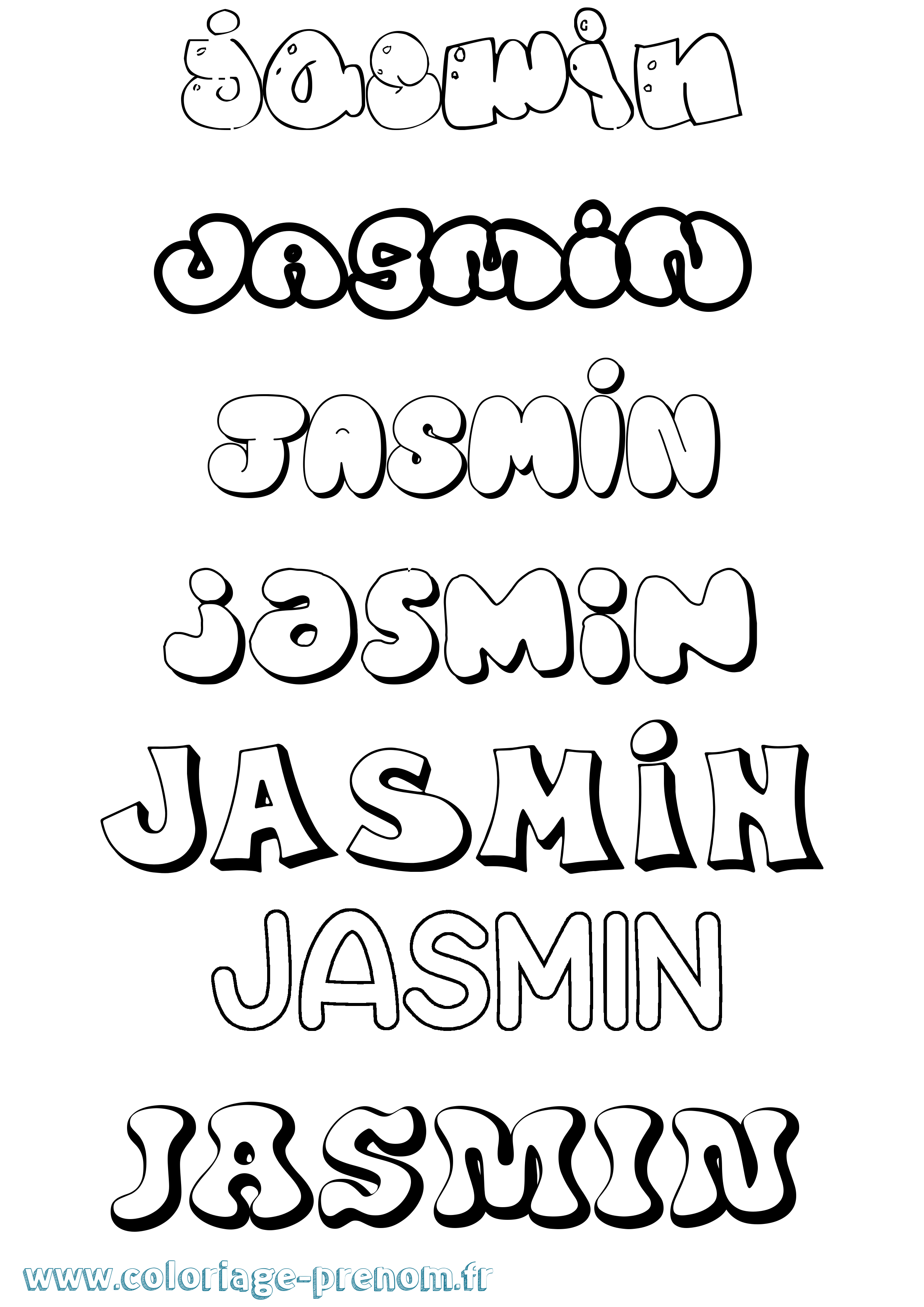 Coloriage Jasmin Bubble Coloriage prénom Jasmin Bubble