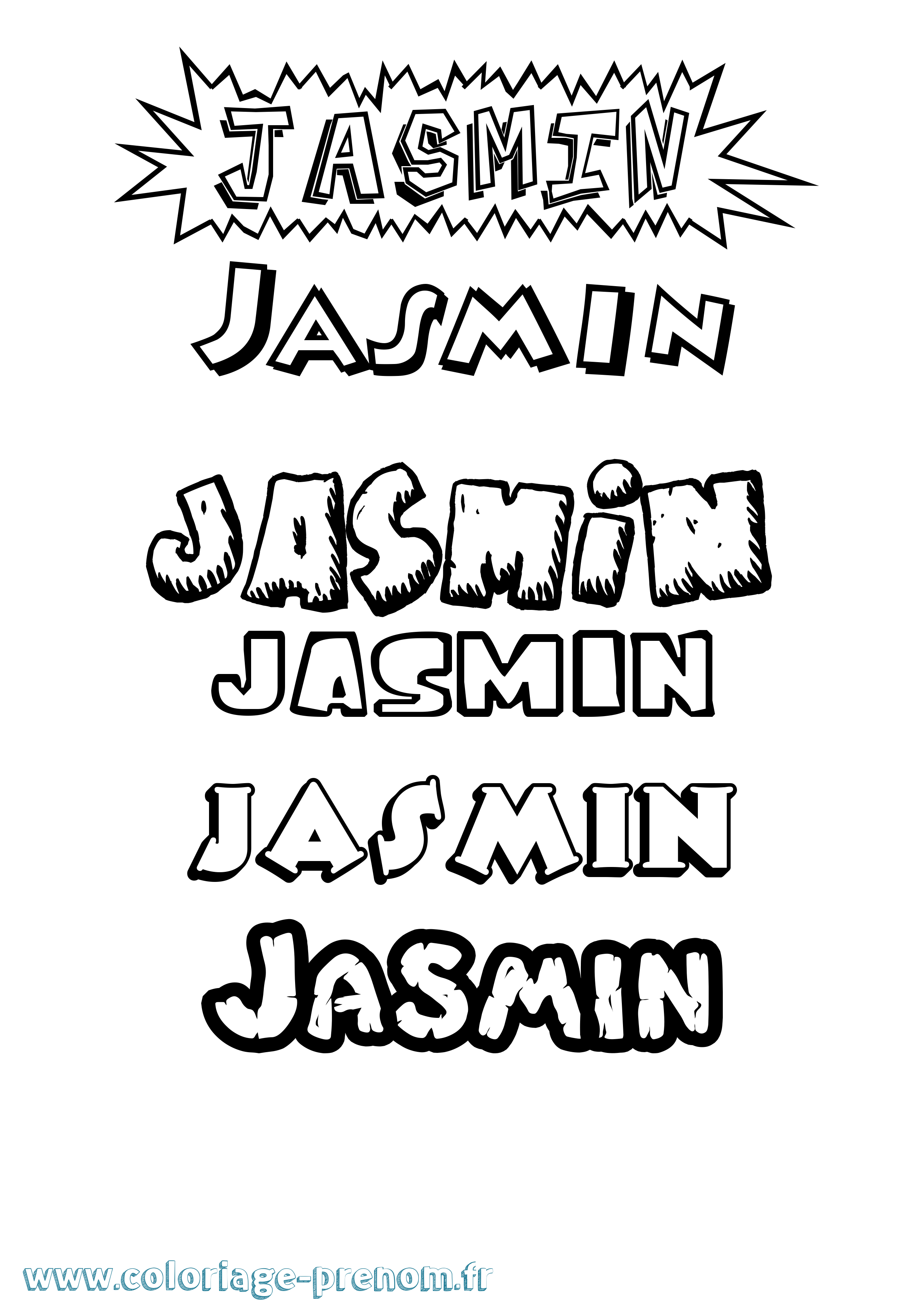 Coloriage Jasmin Dessin Animé Coloriage prénom Jasmin Dessin Animé