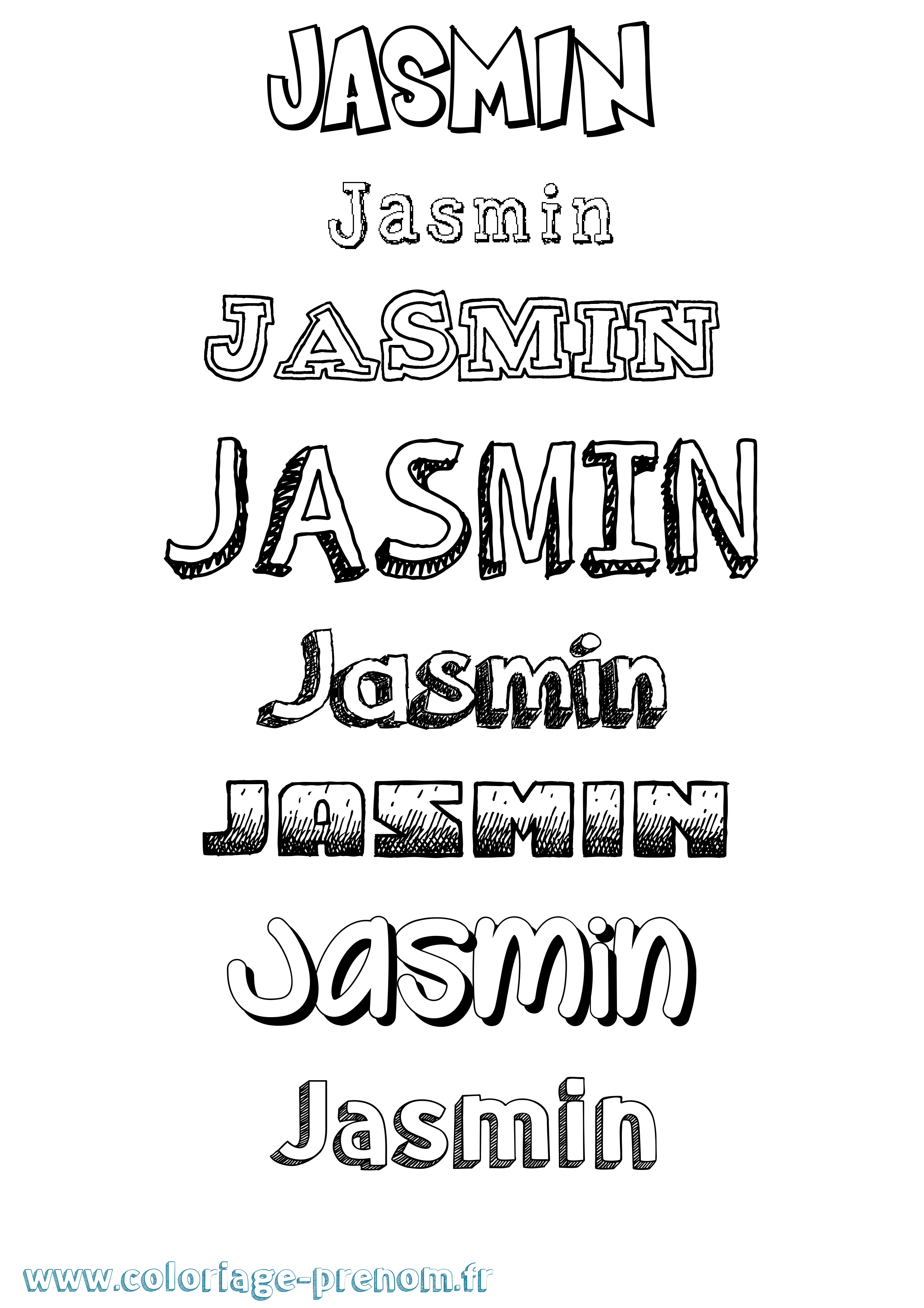 Coloriage Jasmin Dessiné Coloriage prénom Jasmin Dessiné
