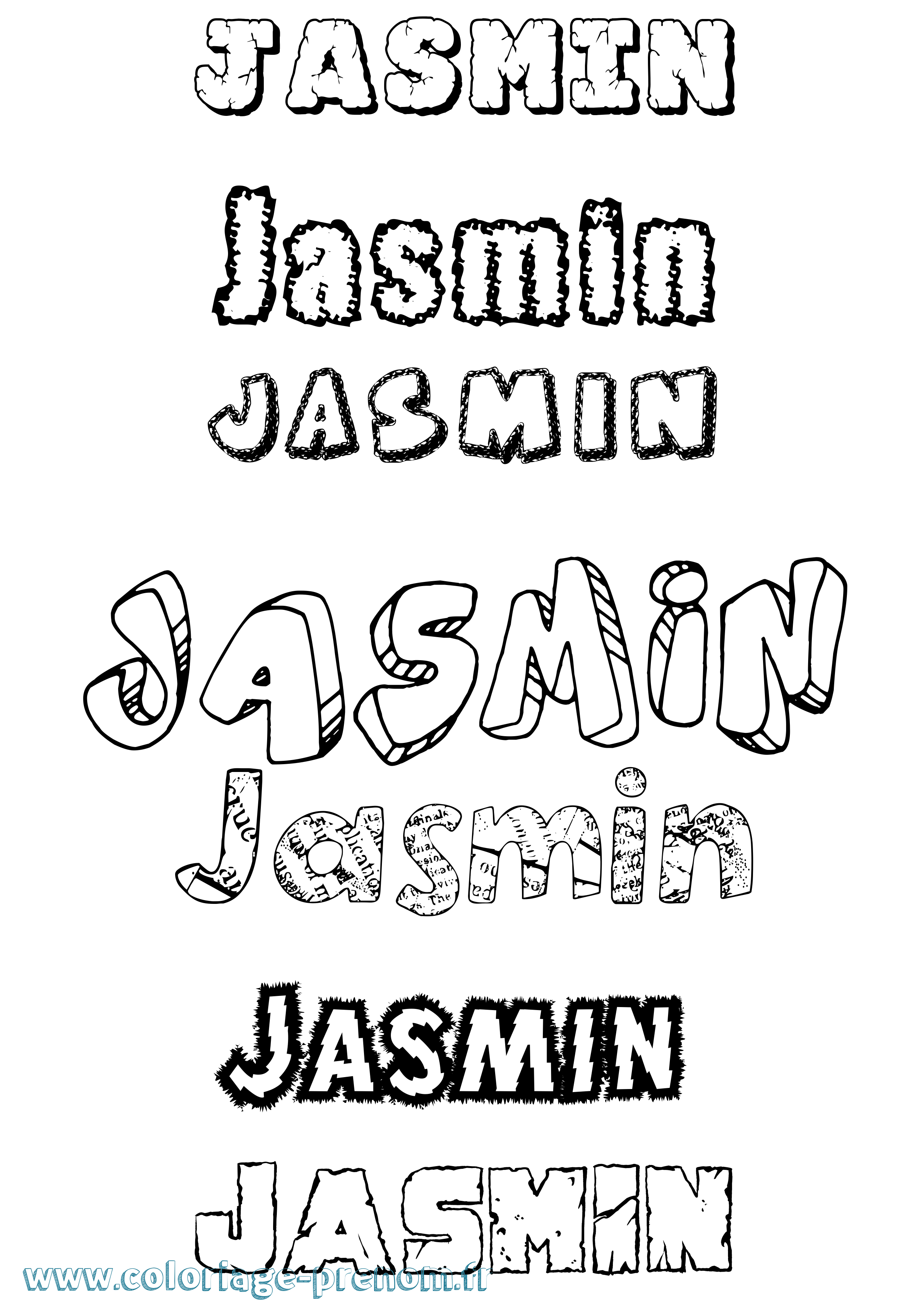 Coloriage Jasmin Destructuré Coloriage prénom Jasmin Destructuré