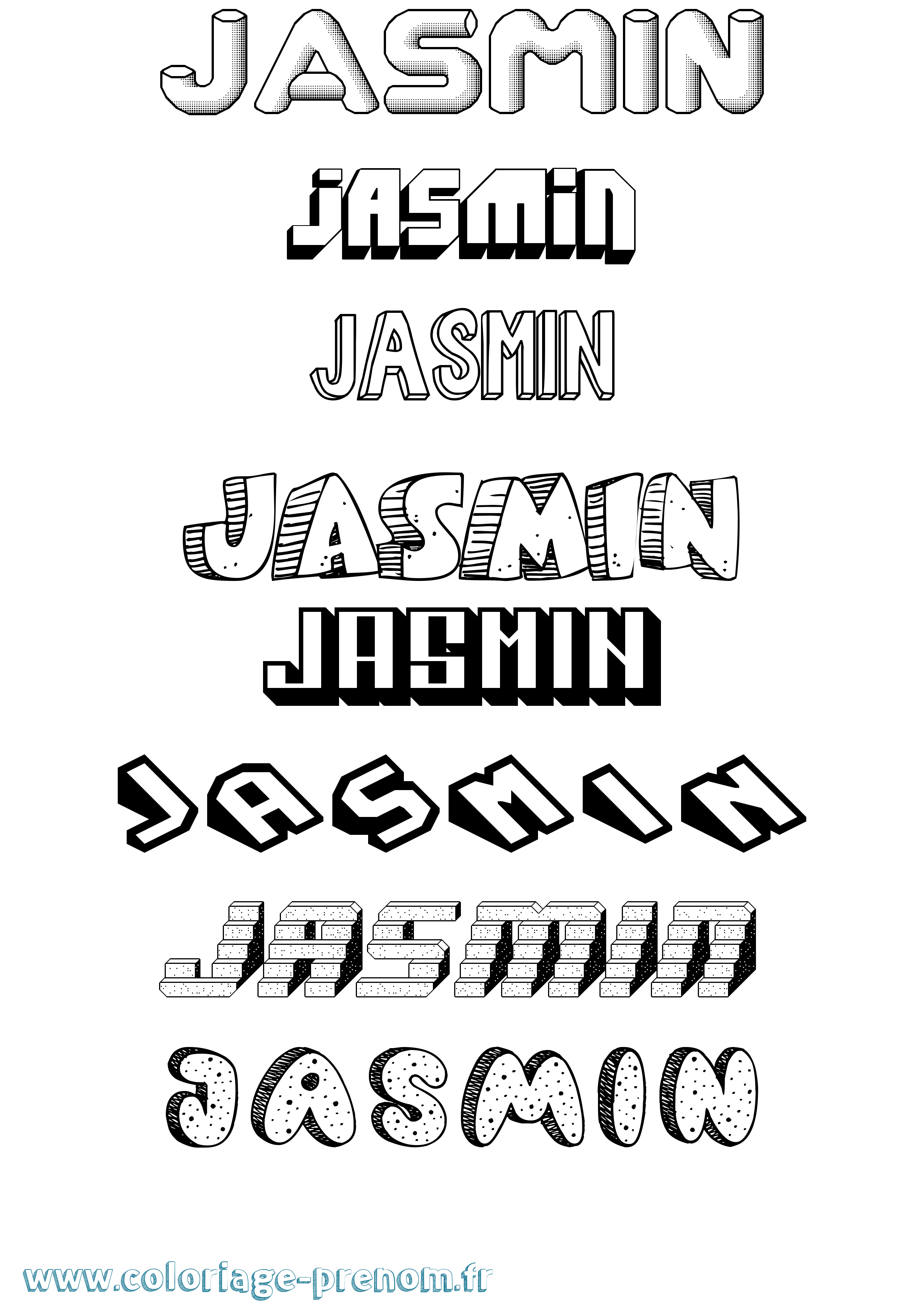 Coloriage Jasmin Effet 3D Coloriage prénom Jasmin Effet 3D
