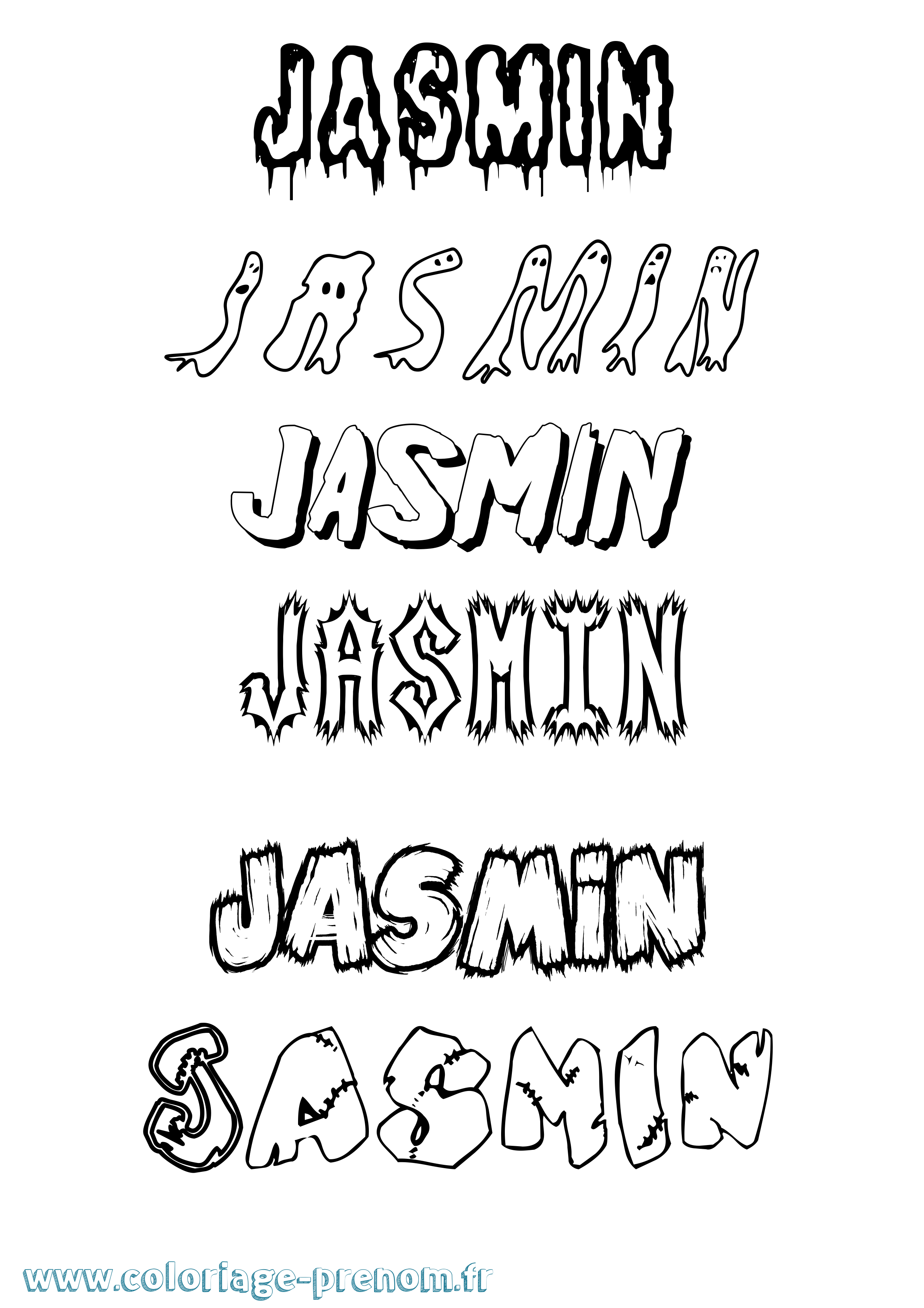 Coloriage Jasmin Frisson Coloriage prénom Jasmin Frisson