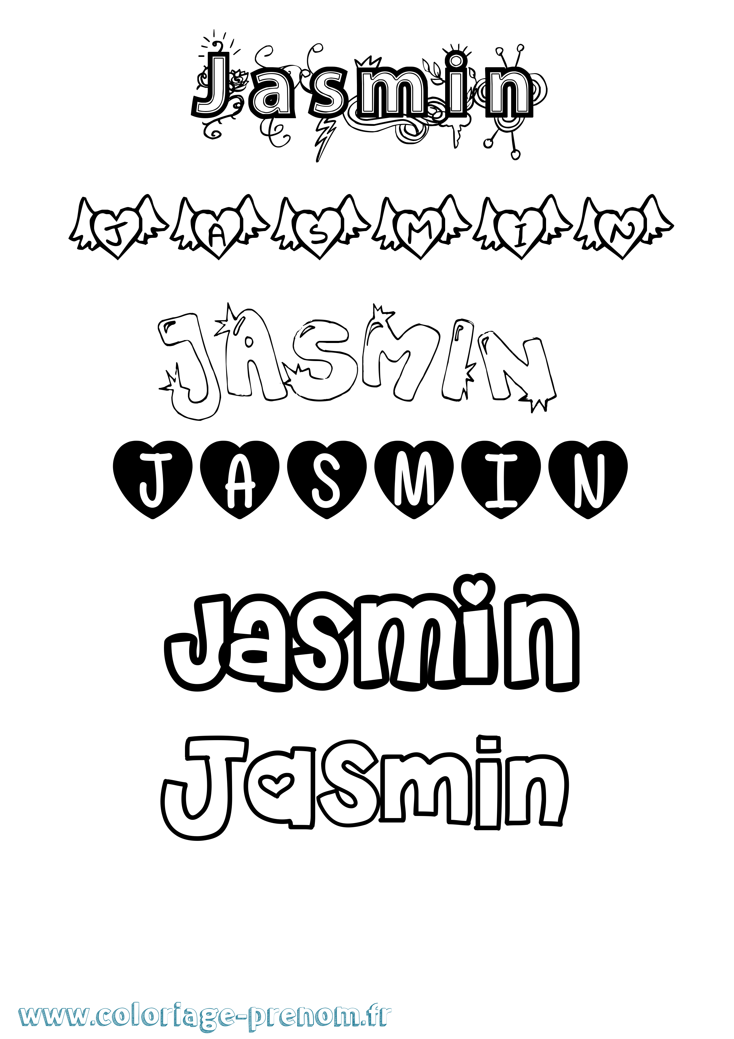 Coloriage Jasmin Girly Coloriage prénom Jasmin Girly