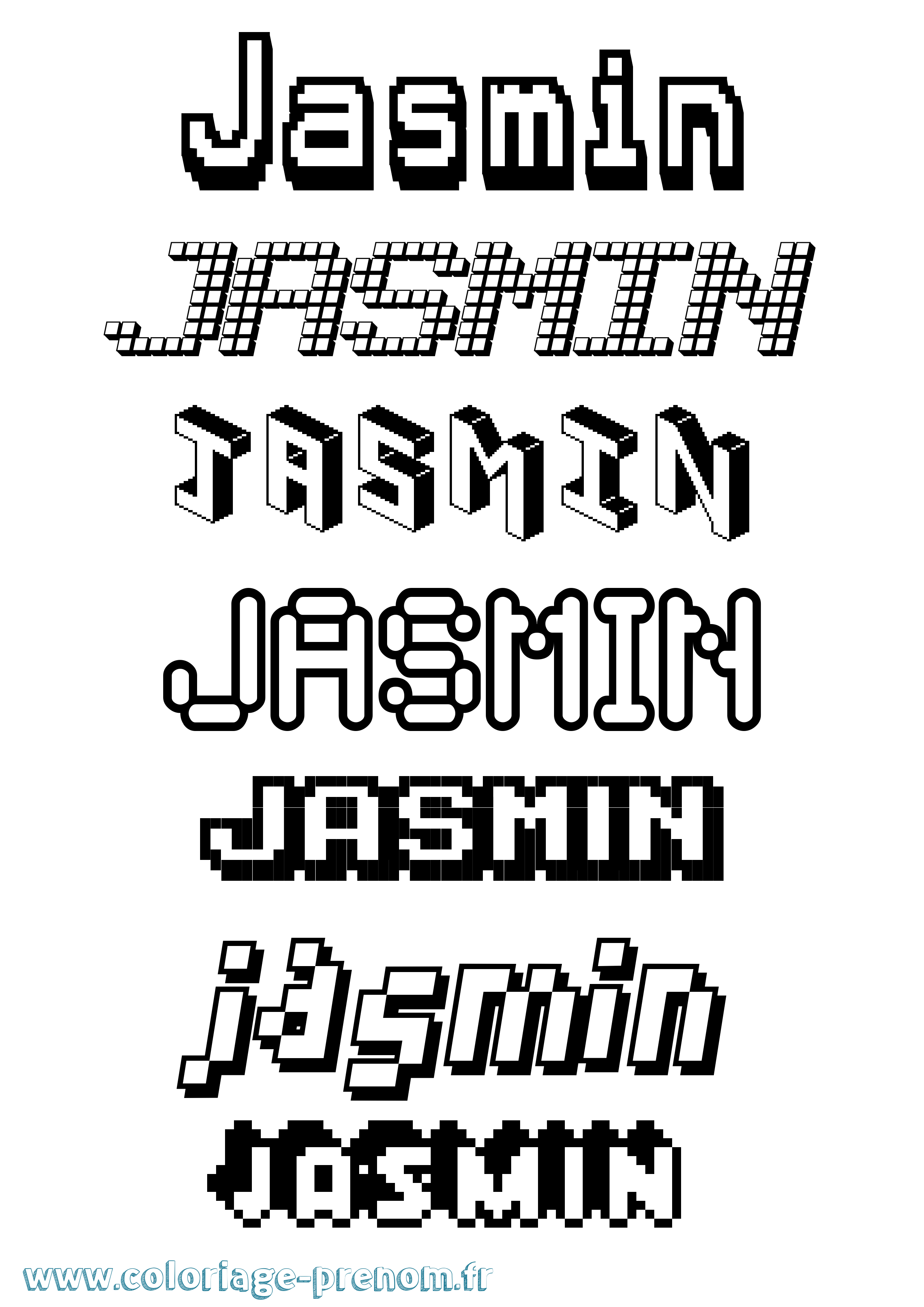Coloriage Jasmin Pixel Coloriage prénom Jasmin Pixel
