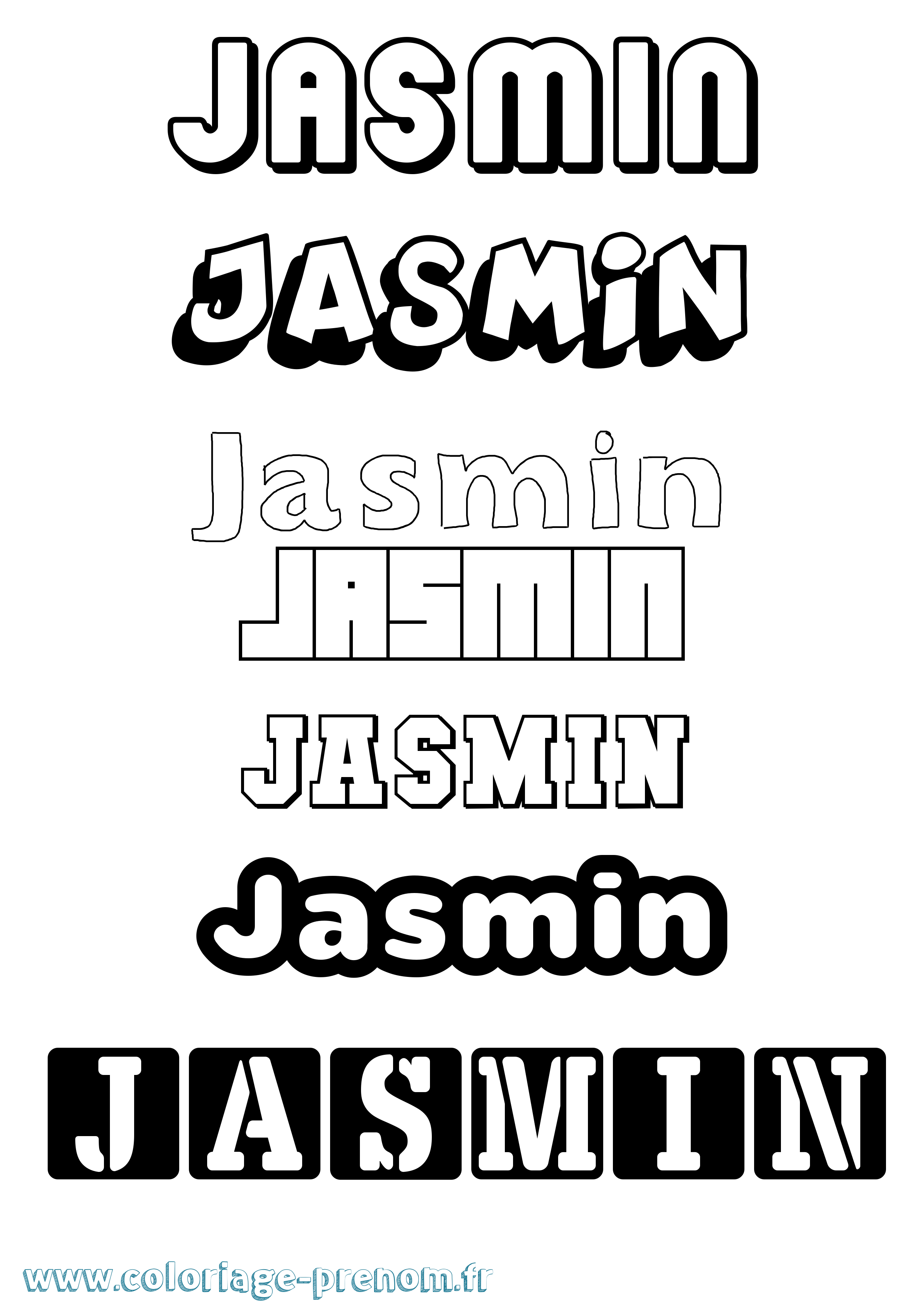 Coloriage Jasmin Simple Coloriage prénom Jasmin Simple