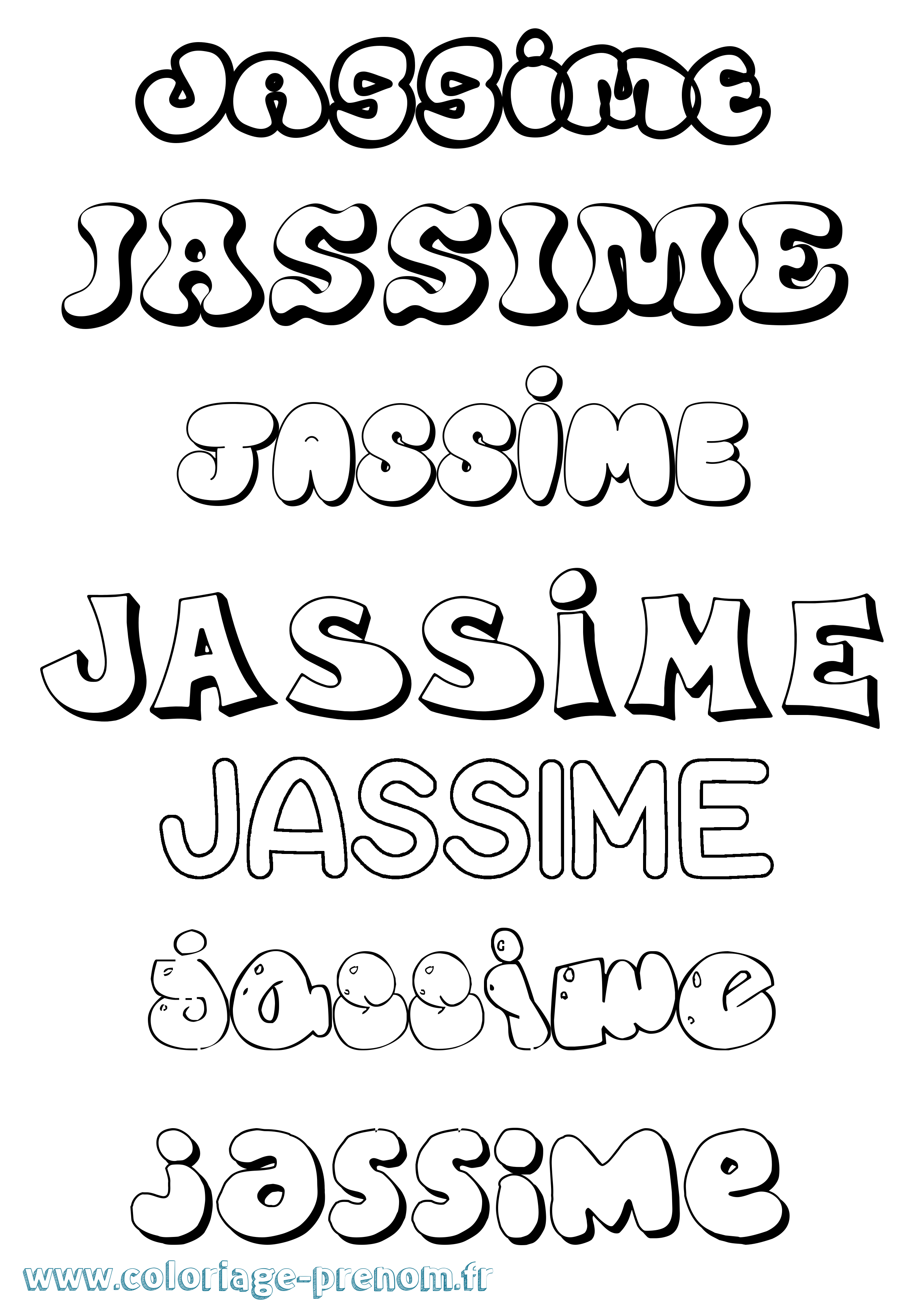 Coloriage Jassime Bubble Coloriage prénom Jassime Bubble
