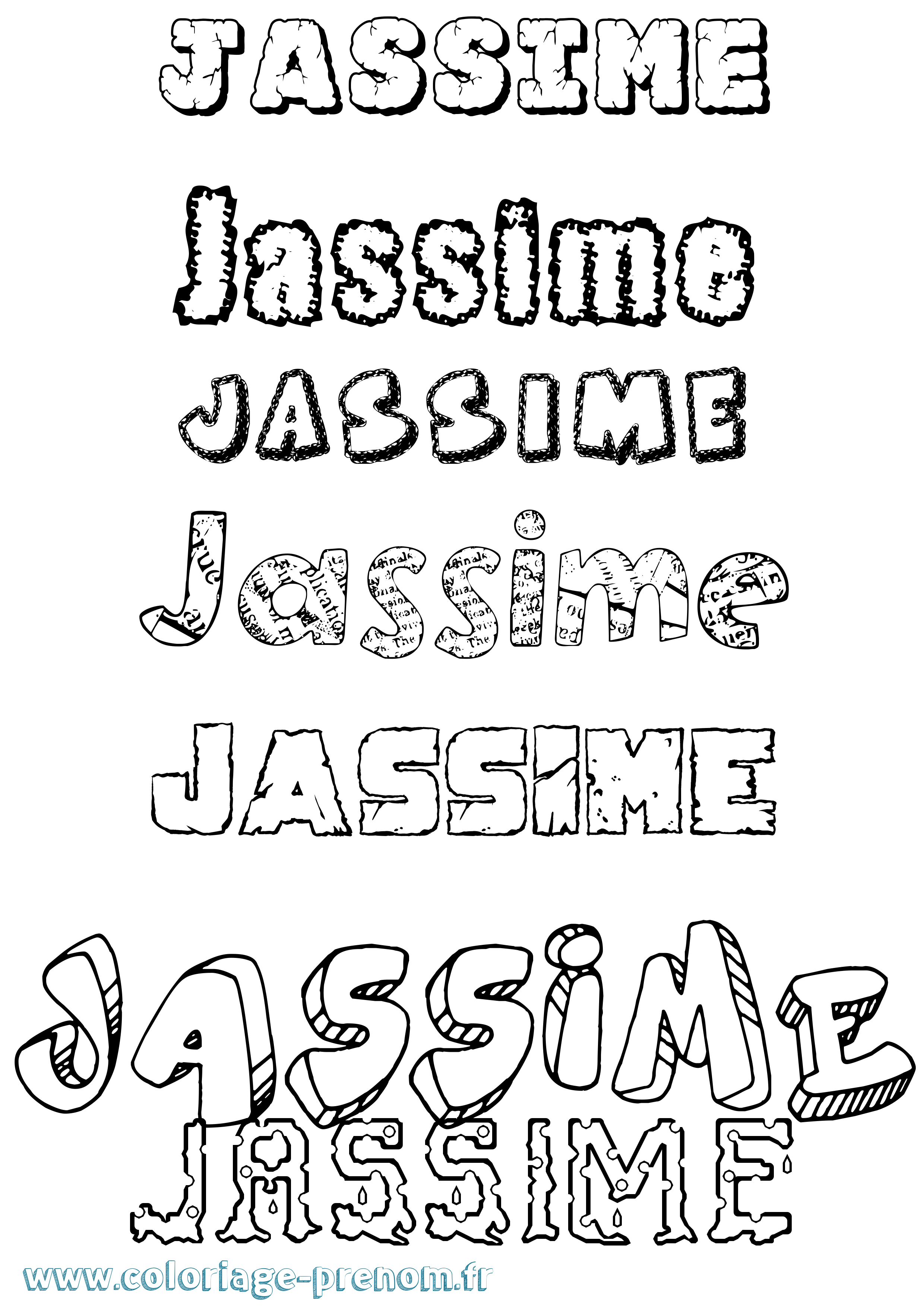 Coloriage Jassime Destructuré Coloriage prénom Jassime Destructuré