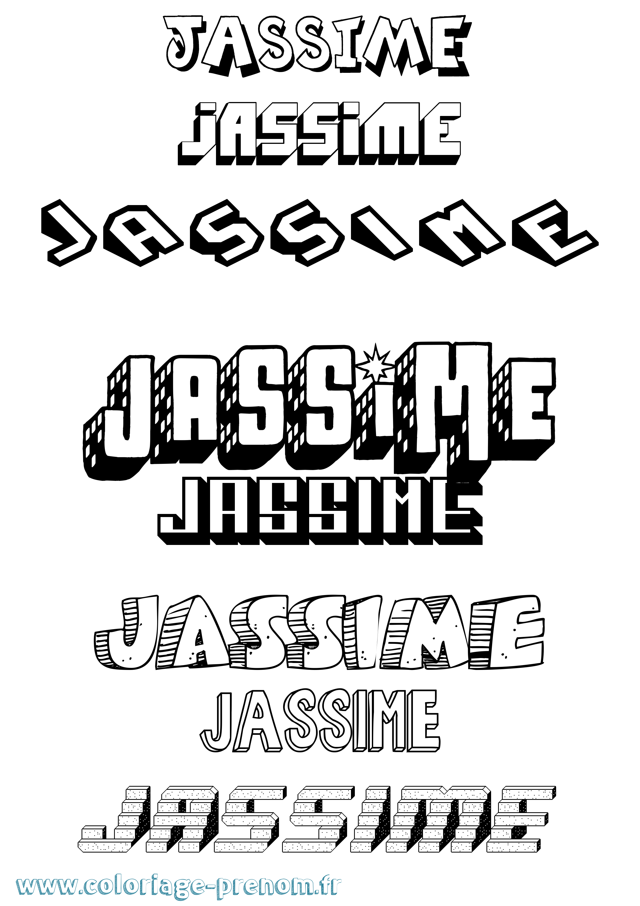 Coloriage Jassime Effet 3D Coloriage prénom Jassime Effet 3D