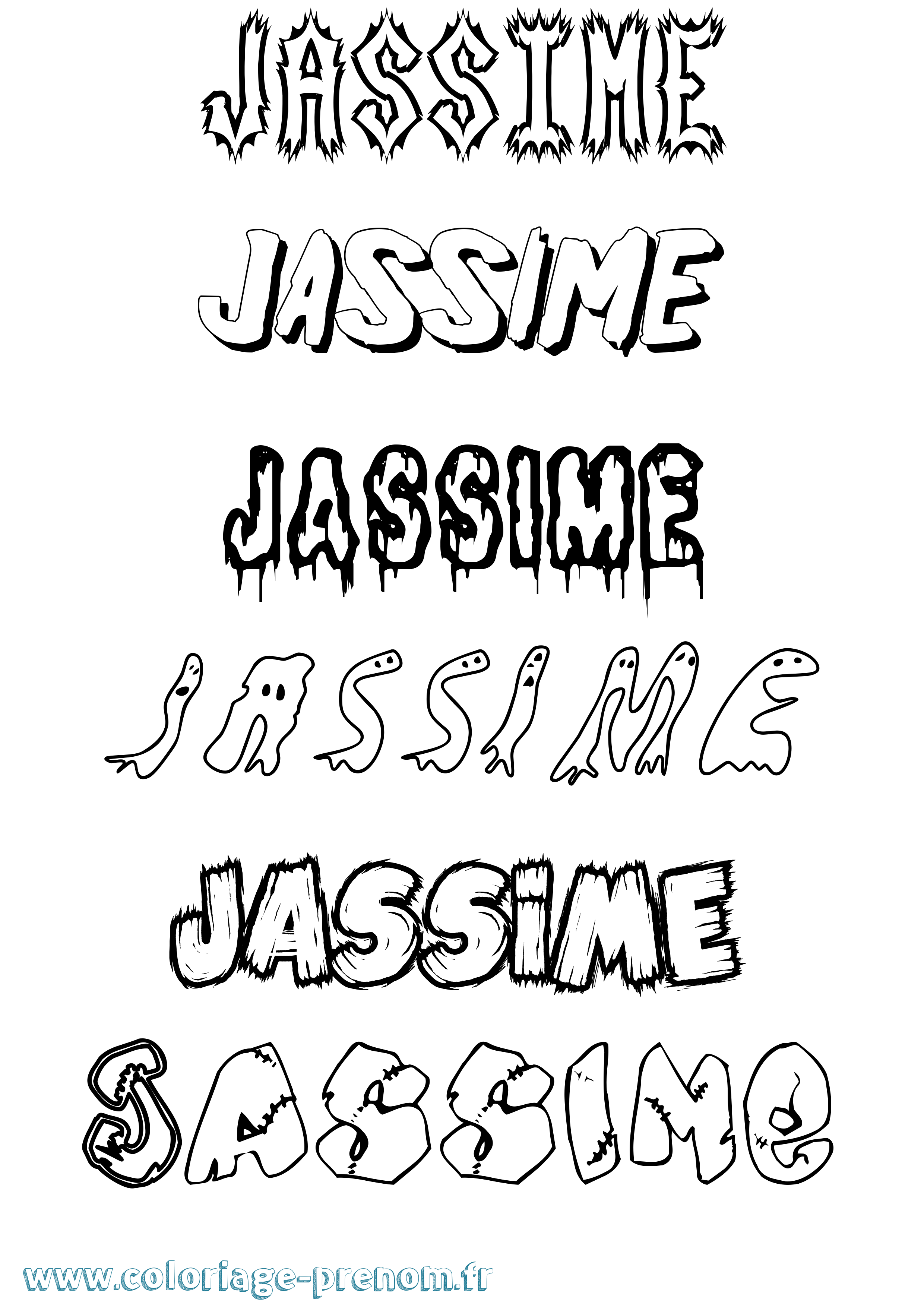 Coloriage Jassime Frisson Coloriage prénom Jassime Frisson