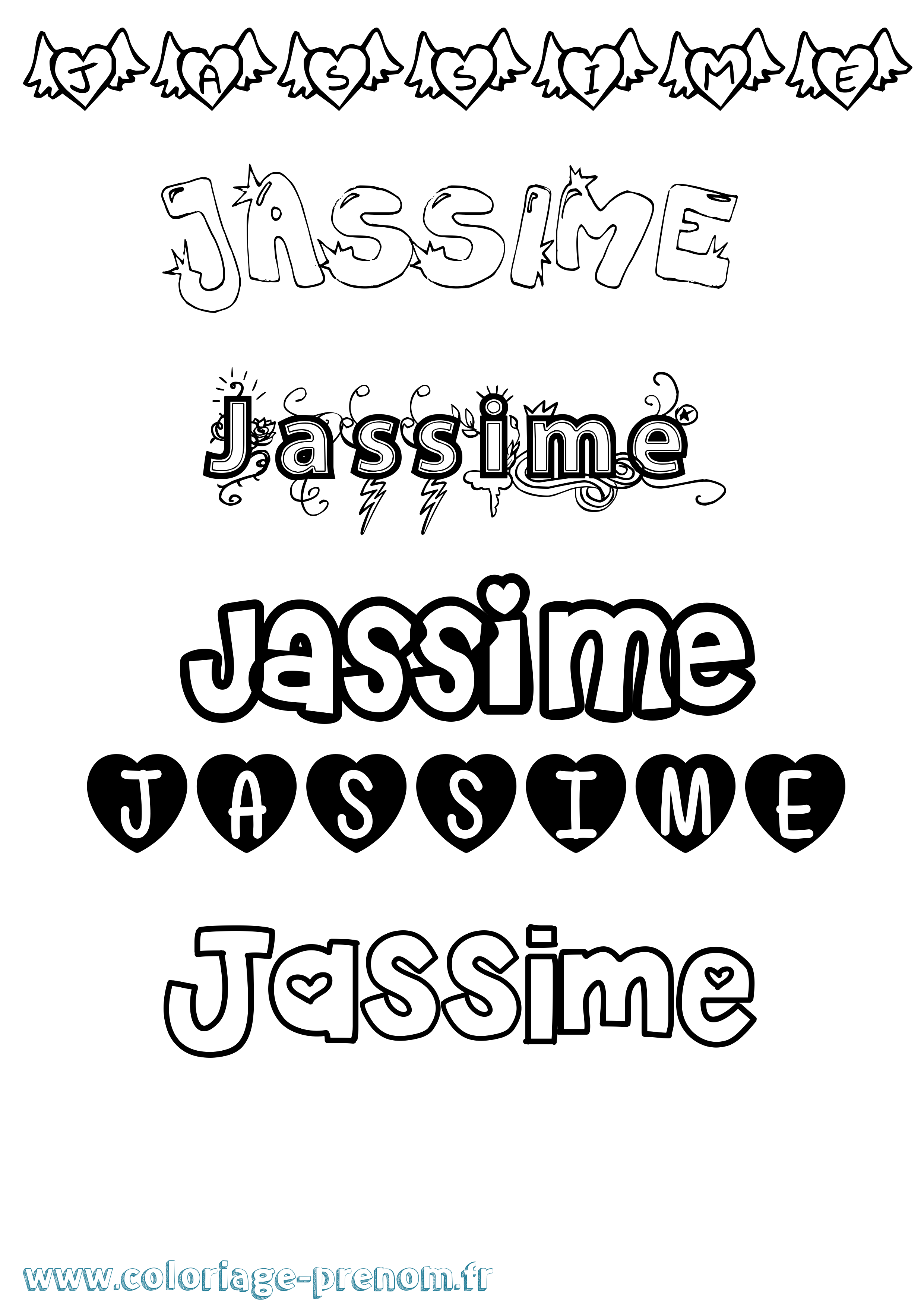 Coloriage Jassime Girly Coloriage prénom Jassime Girly