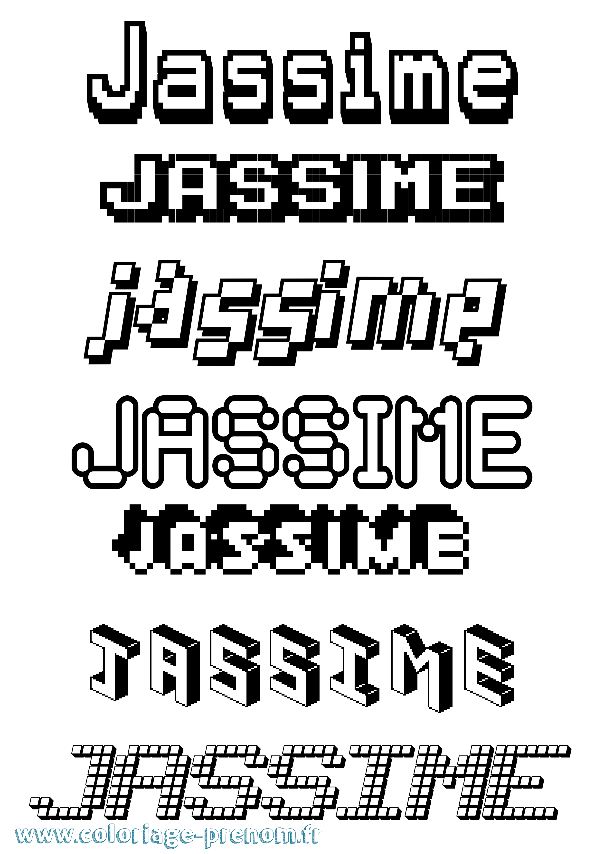 Coloriage Jassime Pixel Coloriage prénom Jassime Pixel