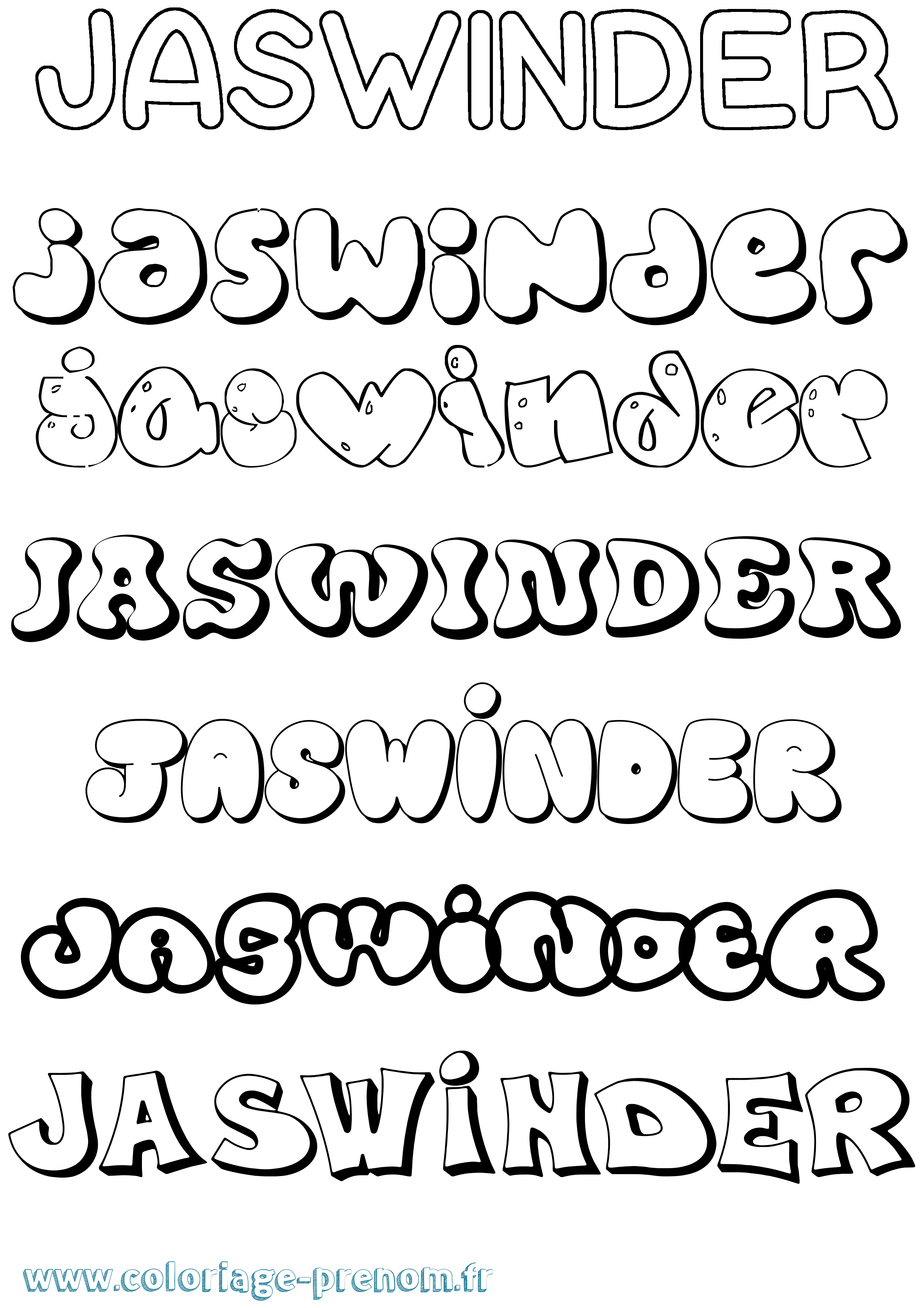Coloriage Jaswinder Bubble Coloriage prénom Jaswinder Bubble