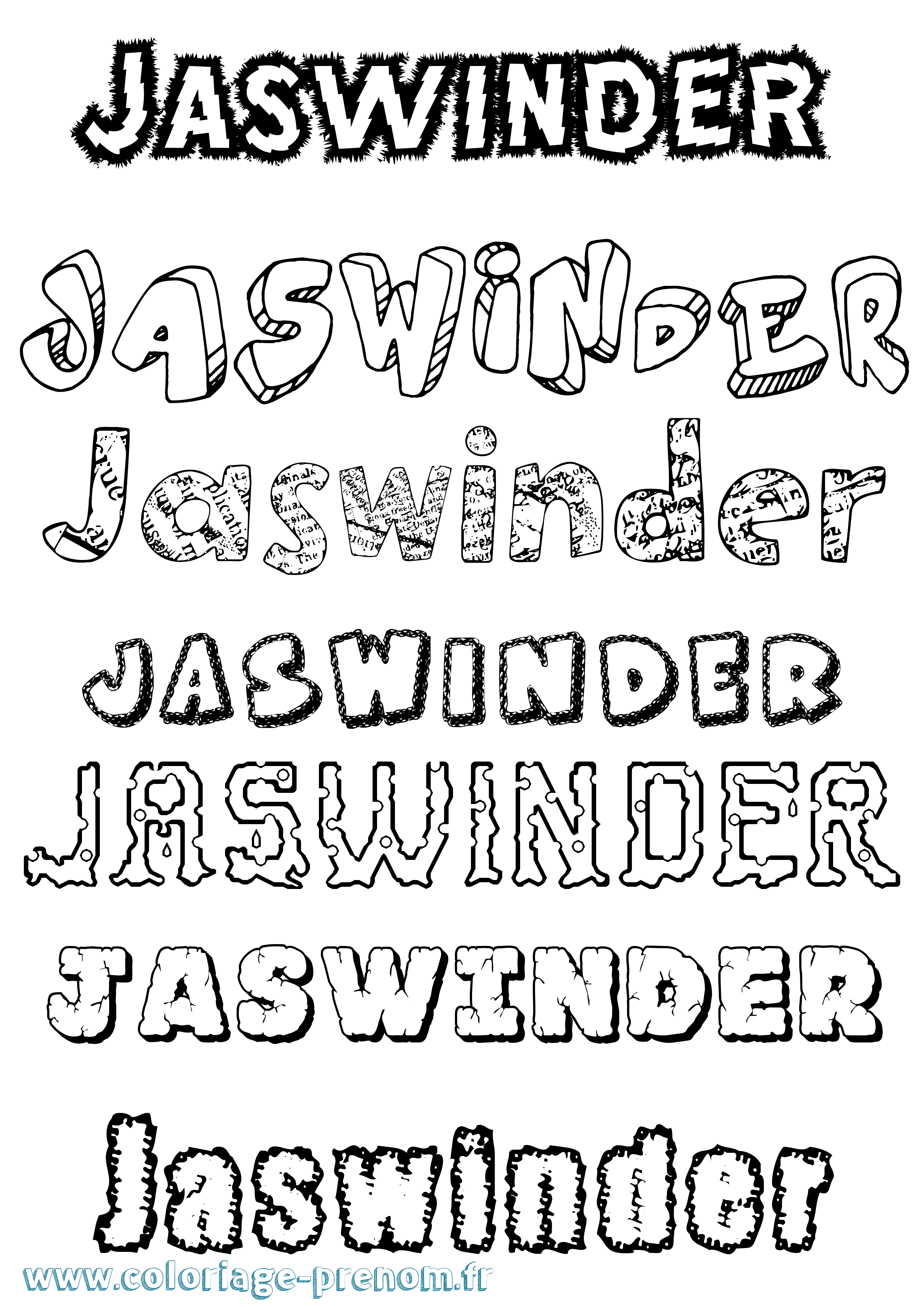 Coloriage Jaswinder Destructuré Coloriage prénom Jaswinder Destructuré