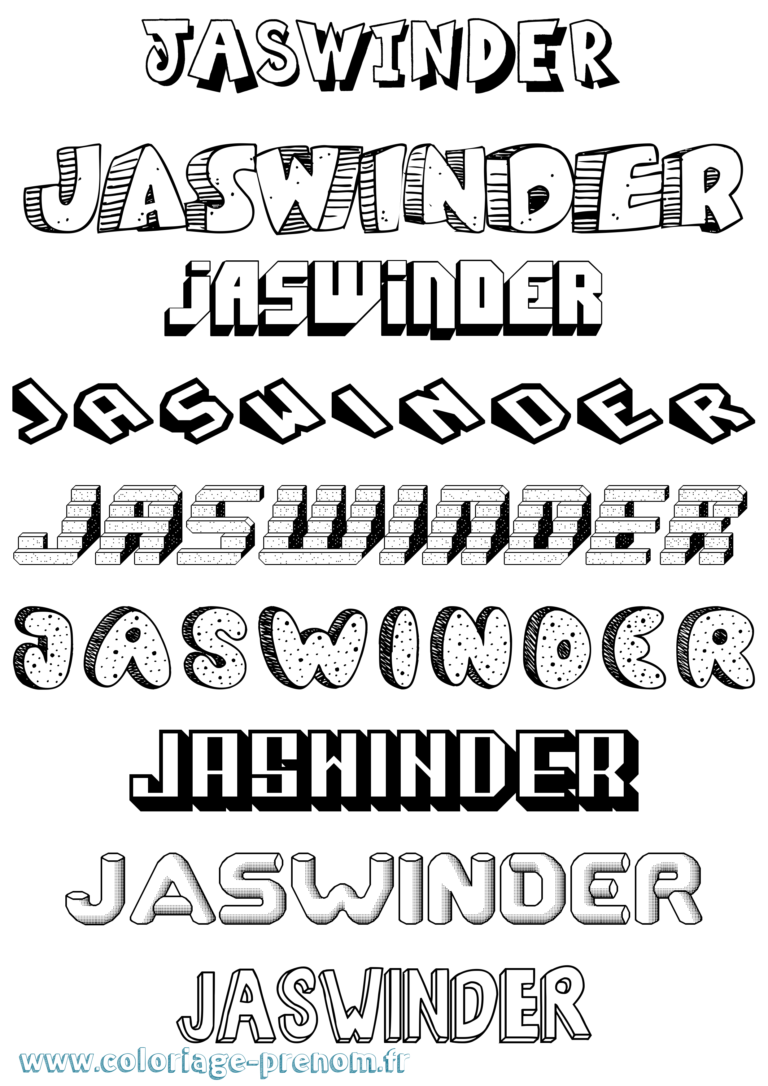 Coloriage Jaswinder Effet 3D Coloriage prénom Jaswinder Effet 3D