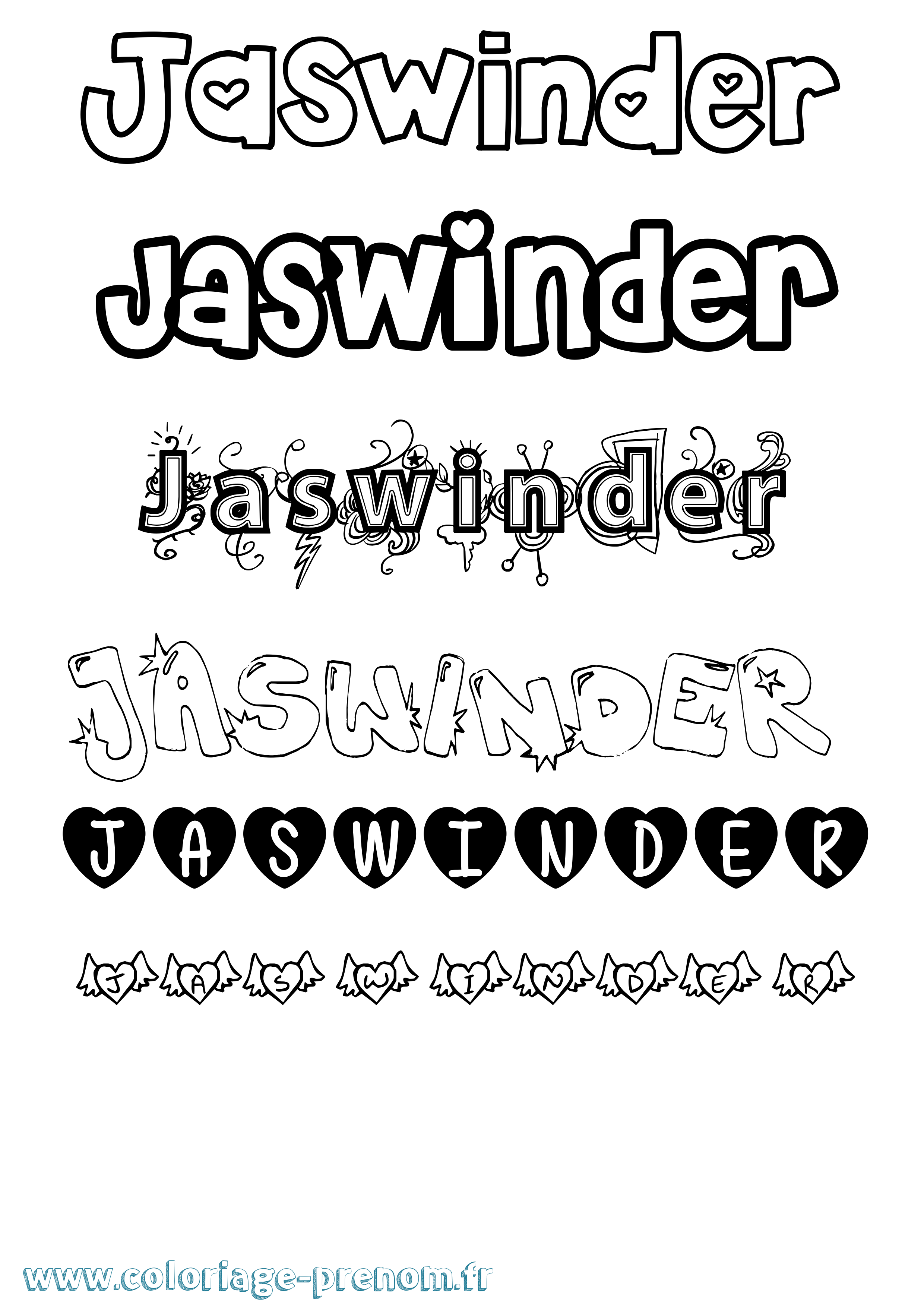 Coloriage Jaswinder Girly Coloriage prénom Jaswinder Girly