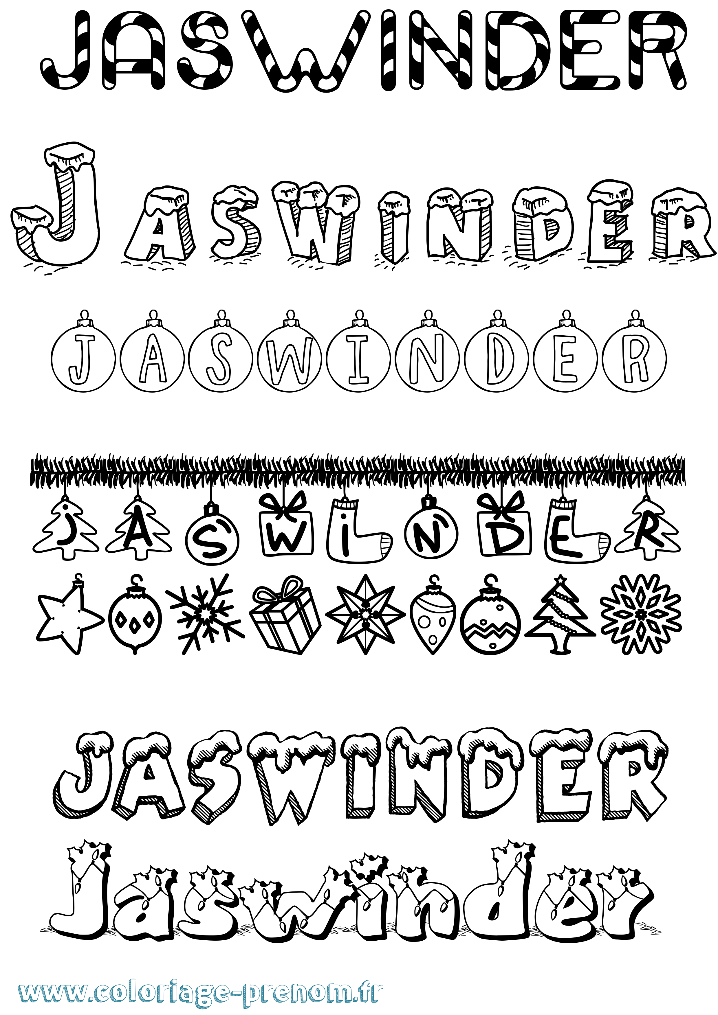 Coloriage Jaswinder Noël Coloriage prénom Jaswinder Noël