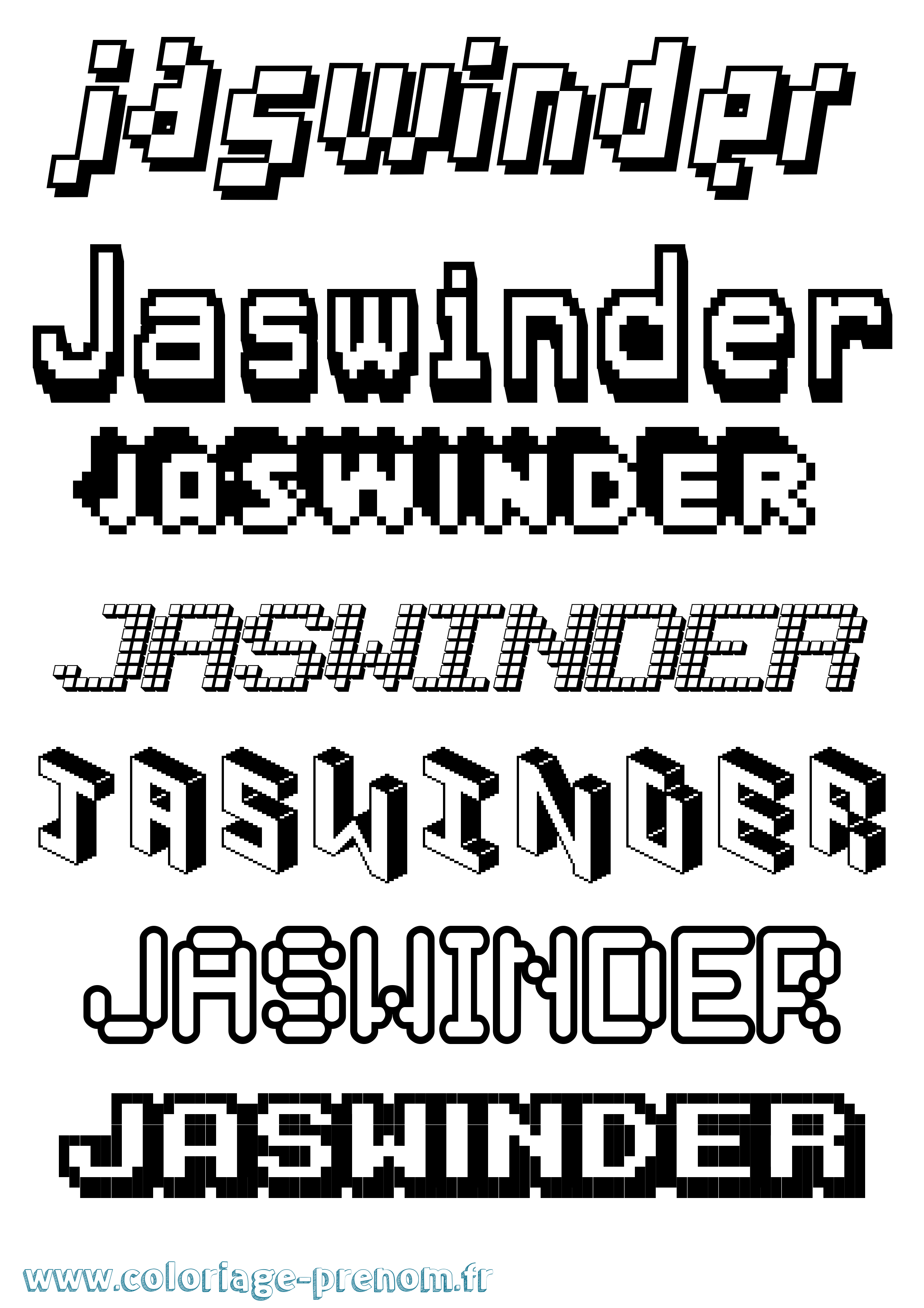 Coloriage Jaswinder Pixel Coloriage prénom Jaswinder Pixel