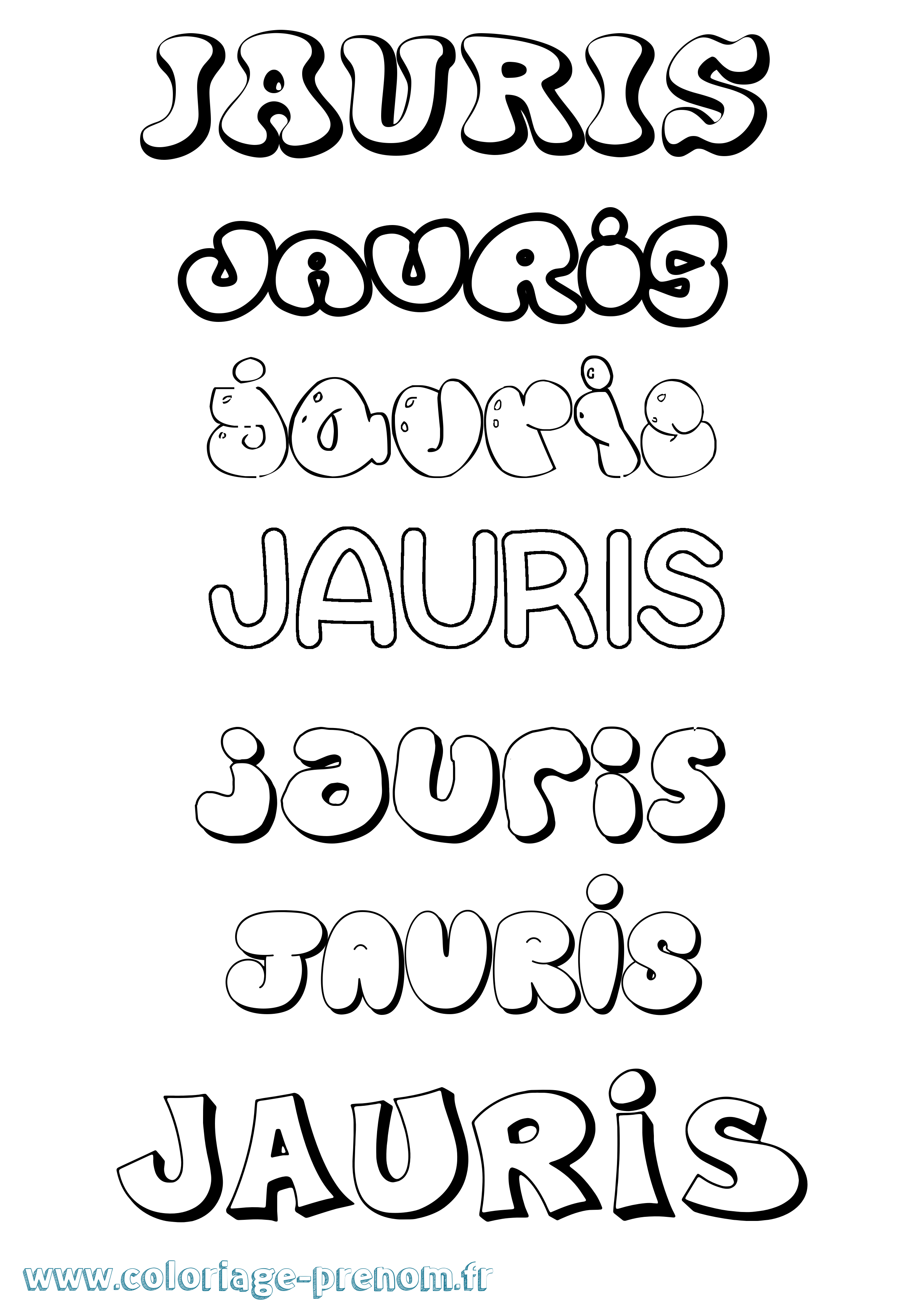 Coloriage Jauris Bubble Coloriage prénom Jauris Bubble