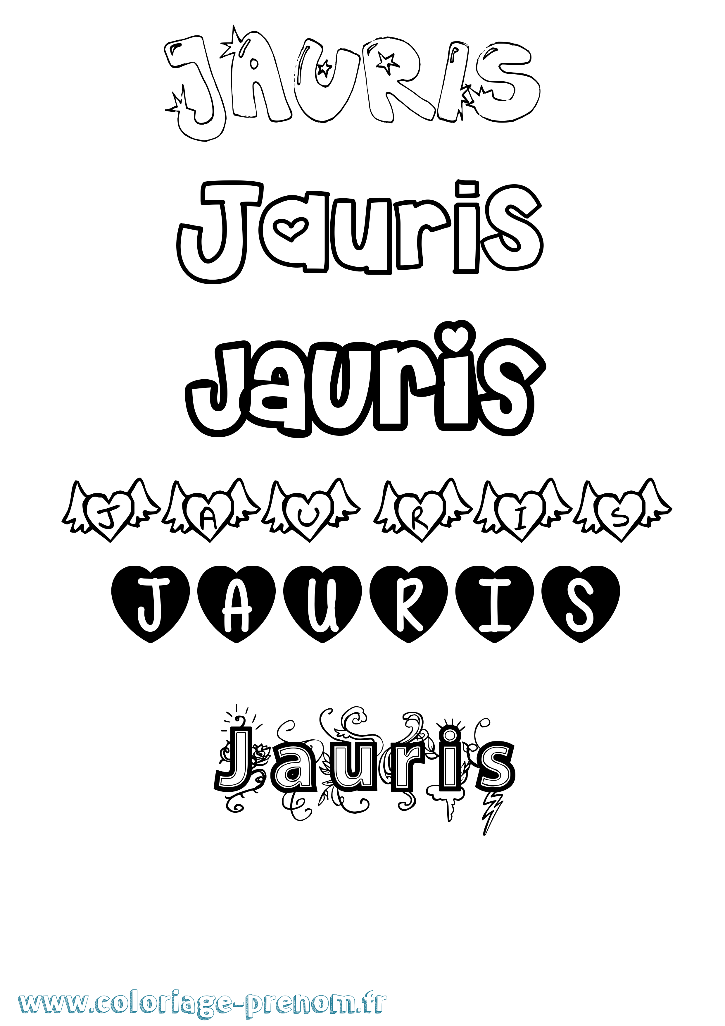 Coloriage Jauris Girly Coloriage prénom Jauris Girly