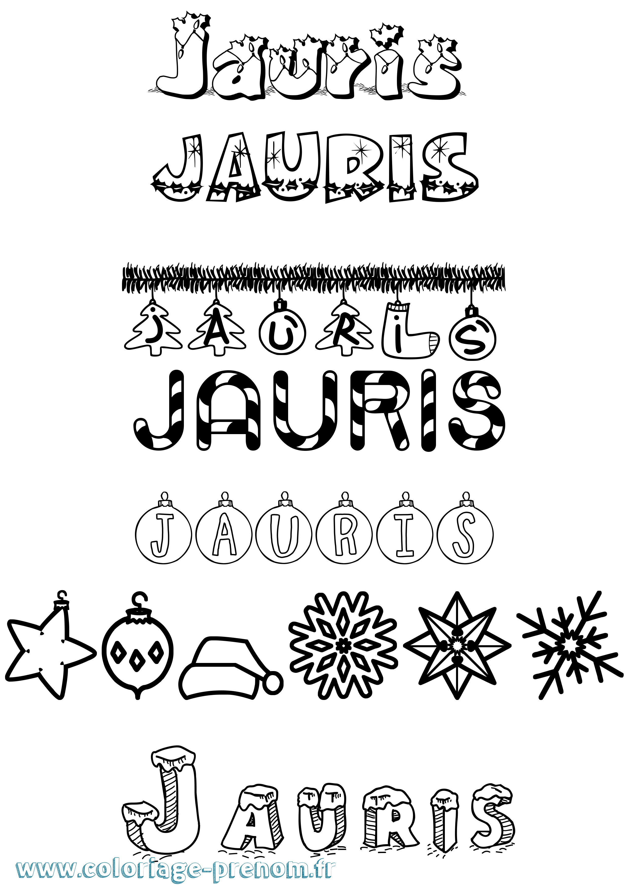 Coloriage Jauris Noël Coloriage prénom Jauris Noël