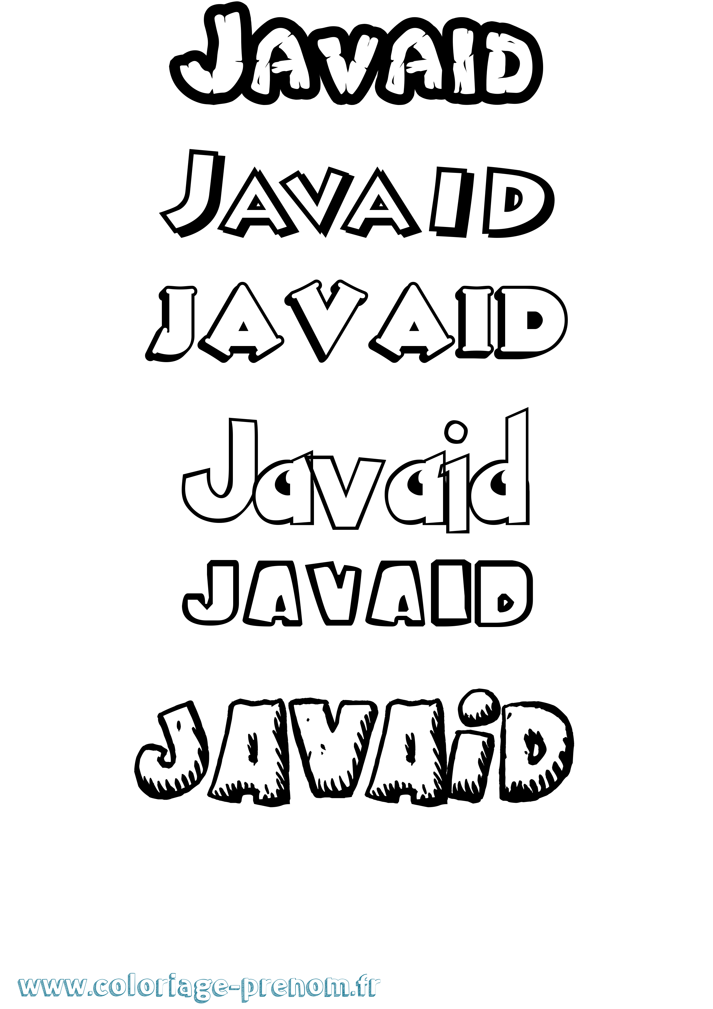 Coloriage Javaid Dessin Animé Coloriage prénom Javaid Dessin Animé