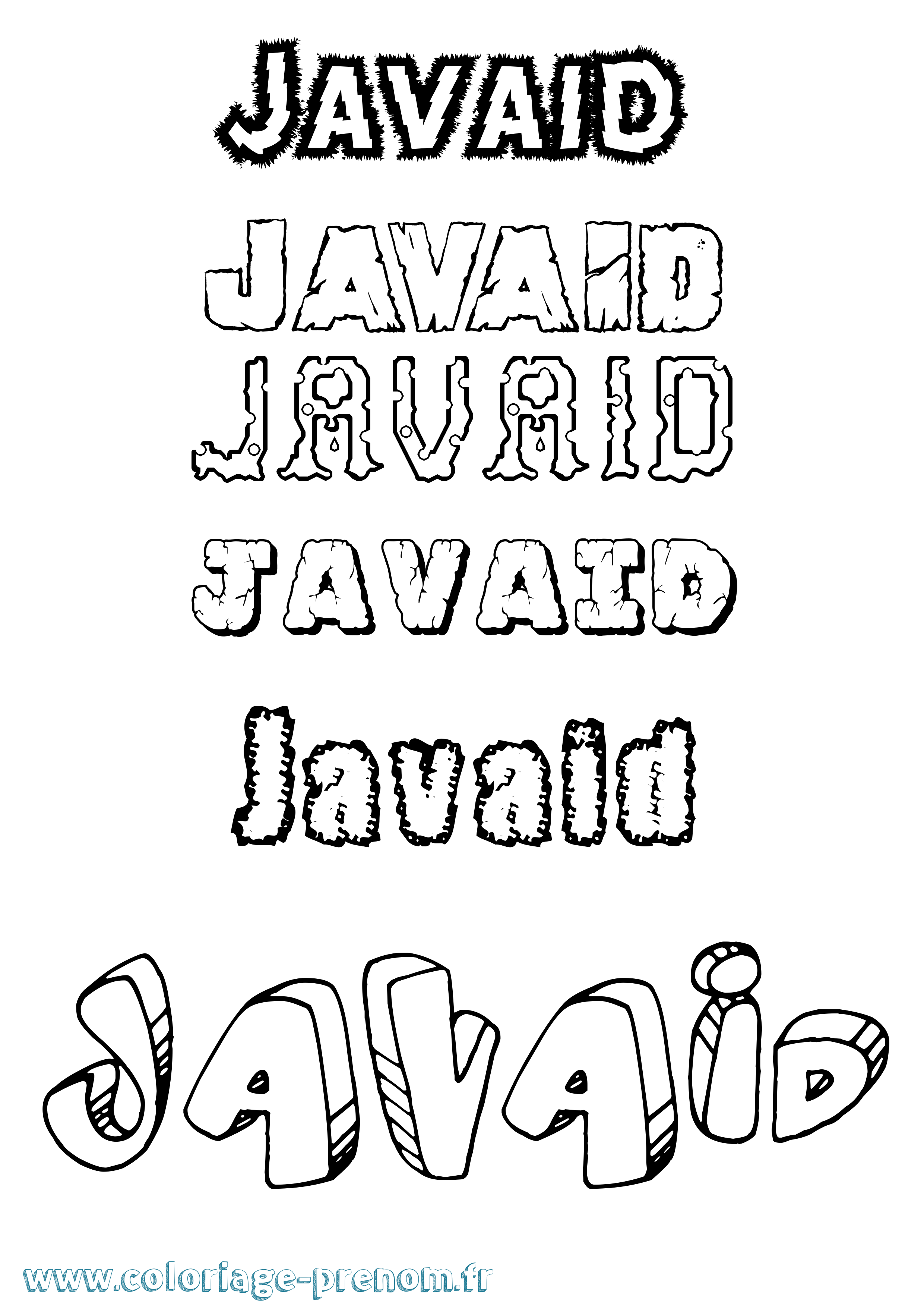 Coloriage Javaid Destructuré Coloriage prénom Javaid Destructuré