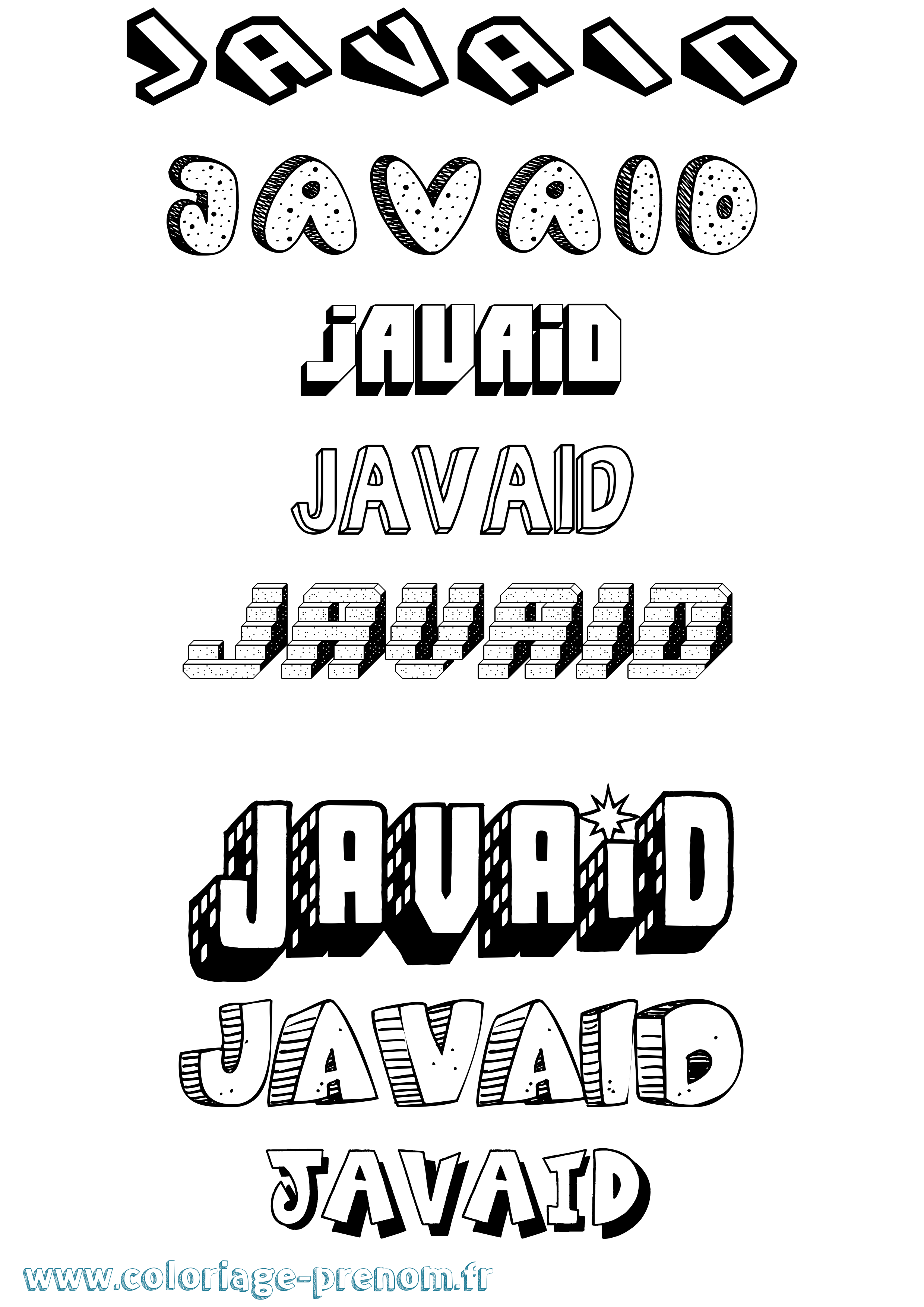 Coloriage Javaid Effet 3D Coloriage prénom Javaid Effet 3D