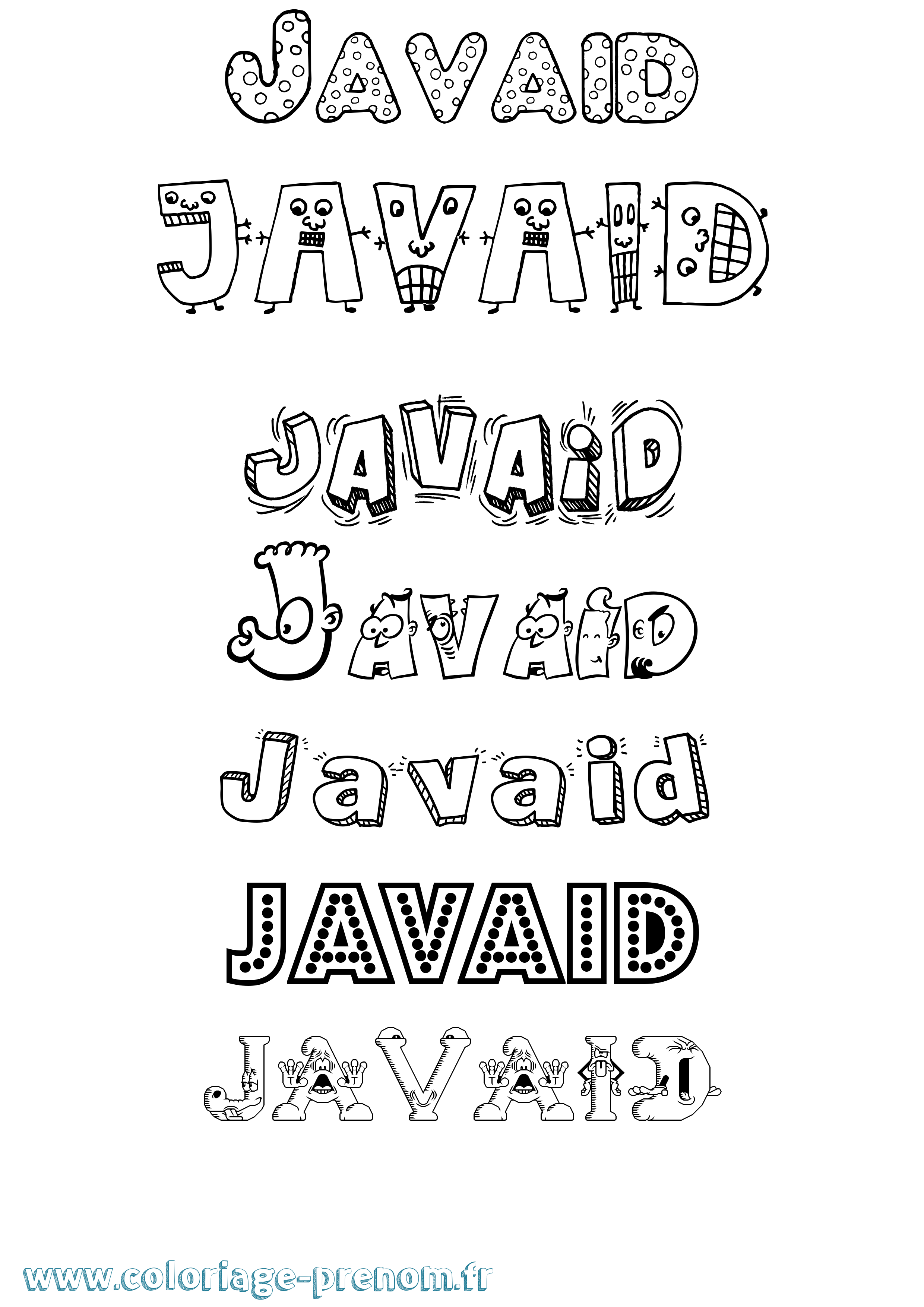 Coloriage Javaid Fun Coloriage prénom Javaid Fun